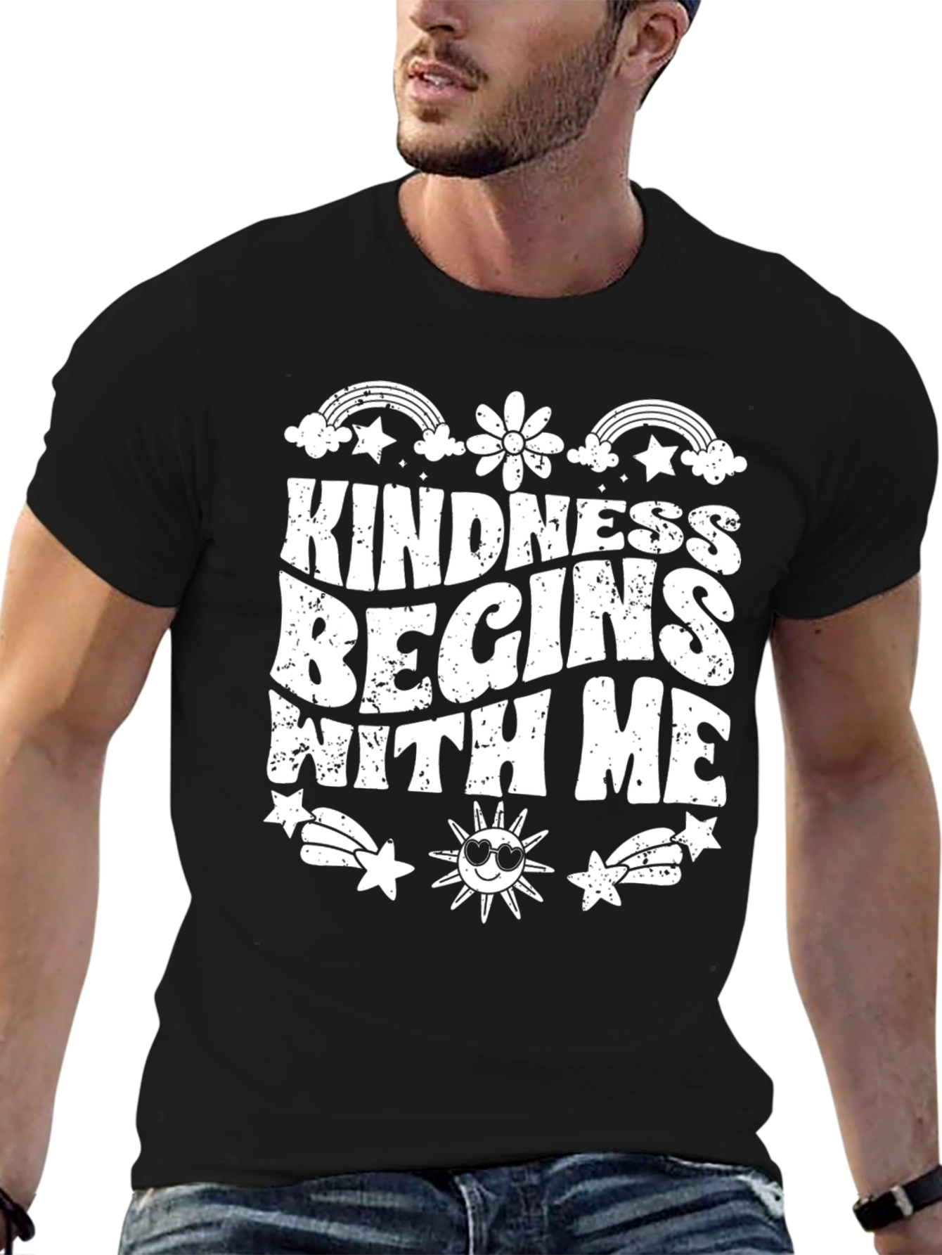 Kindness Begins With Me Black Graphic T-Shirt