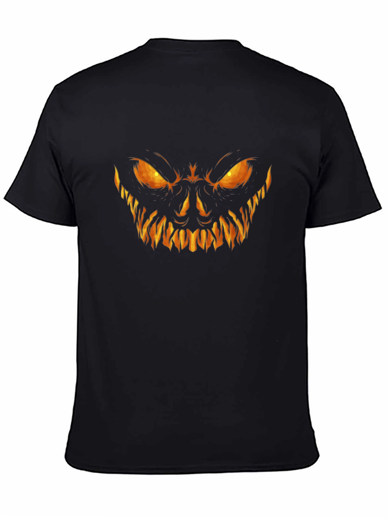 Scary Pumpkin Face Halloween Black T-Shirt