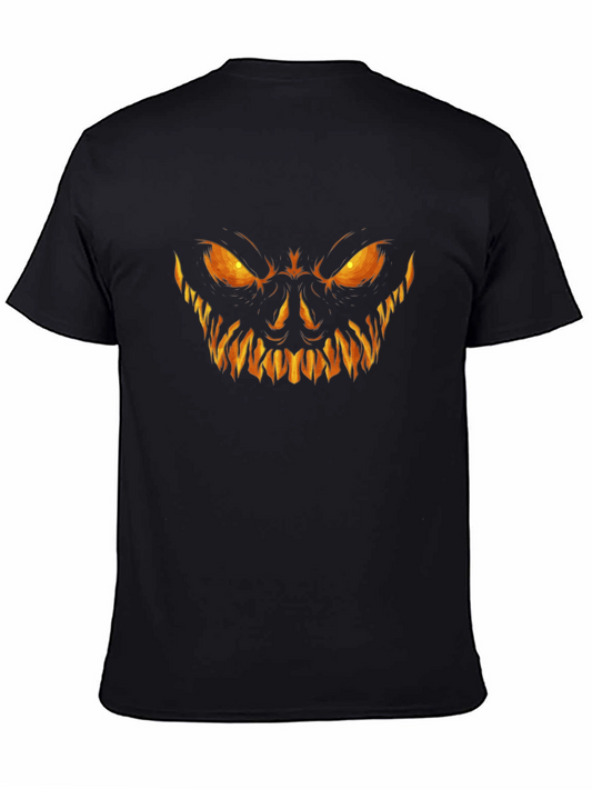 Scary Pumpkin Face Halloween Black T-Shirt