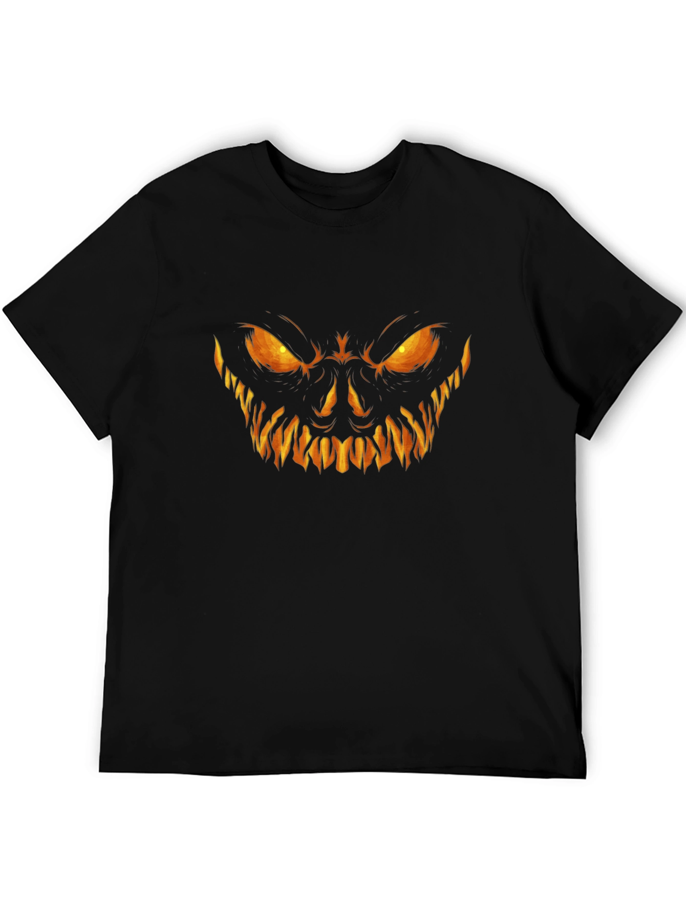 Scary Pumpkin Face Halloween Black T-Shirt