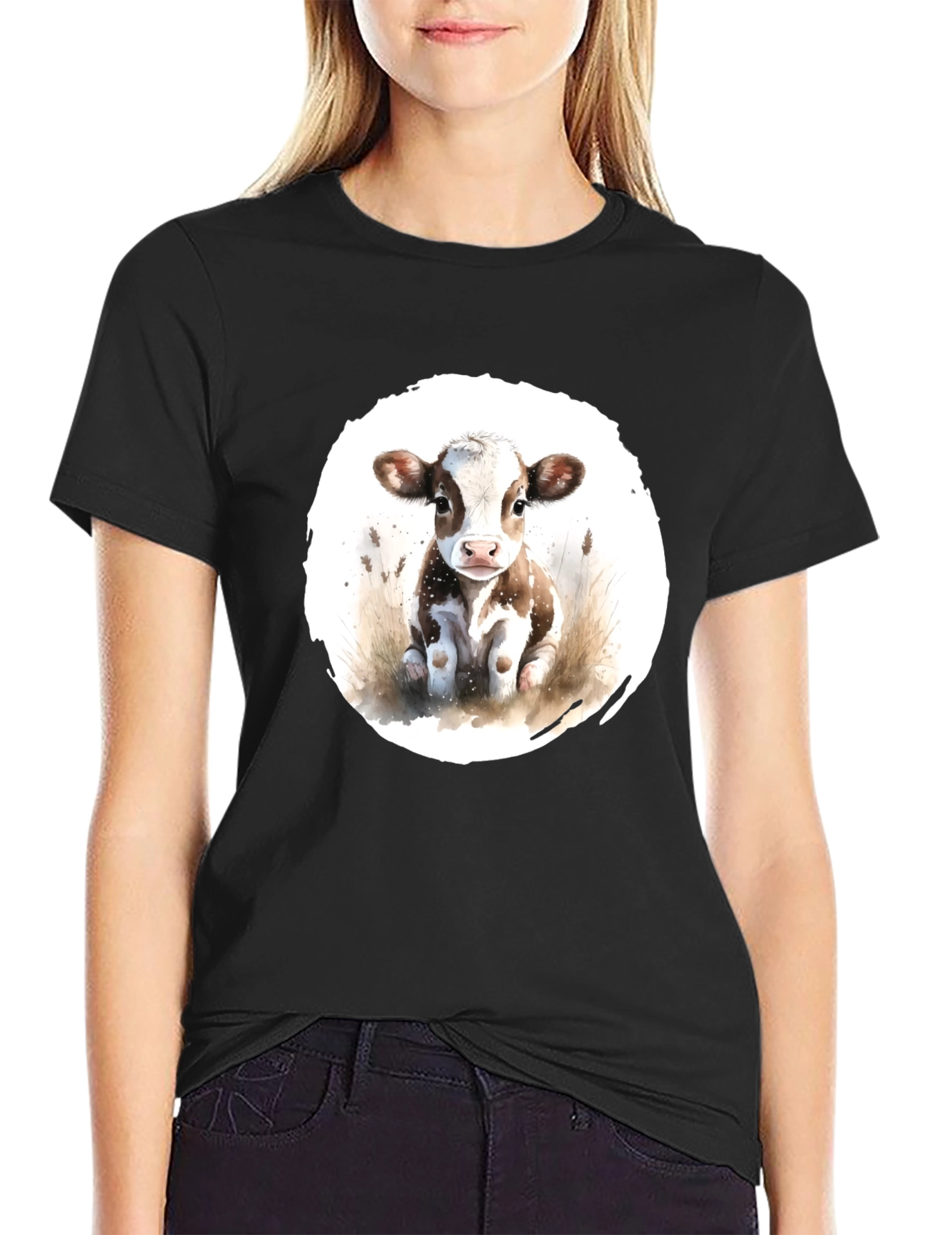 Cute Cow Graphic T-Shirt - Unisex Black Tee