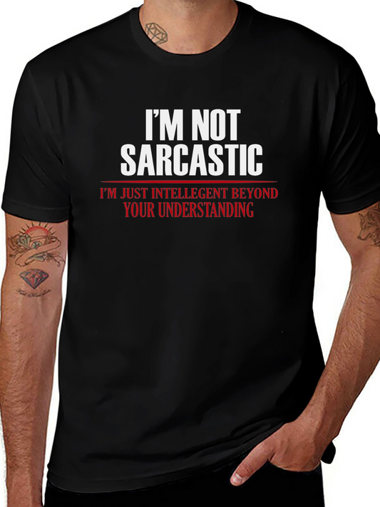Sarcastic Humor Graphic T-Shirt - Black Cotton Blend