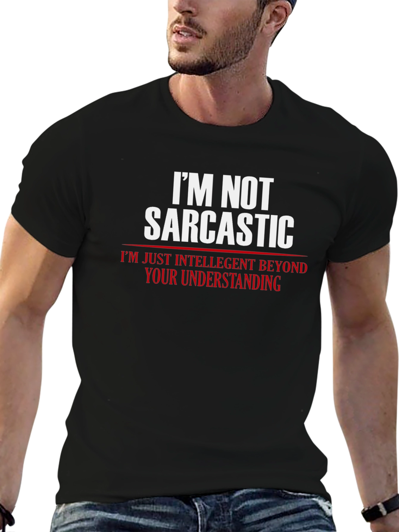 Sarcastic Humor Graphic T-Shirt - Black Cotton Blend