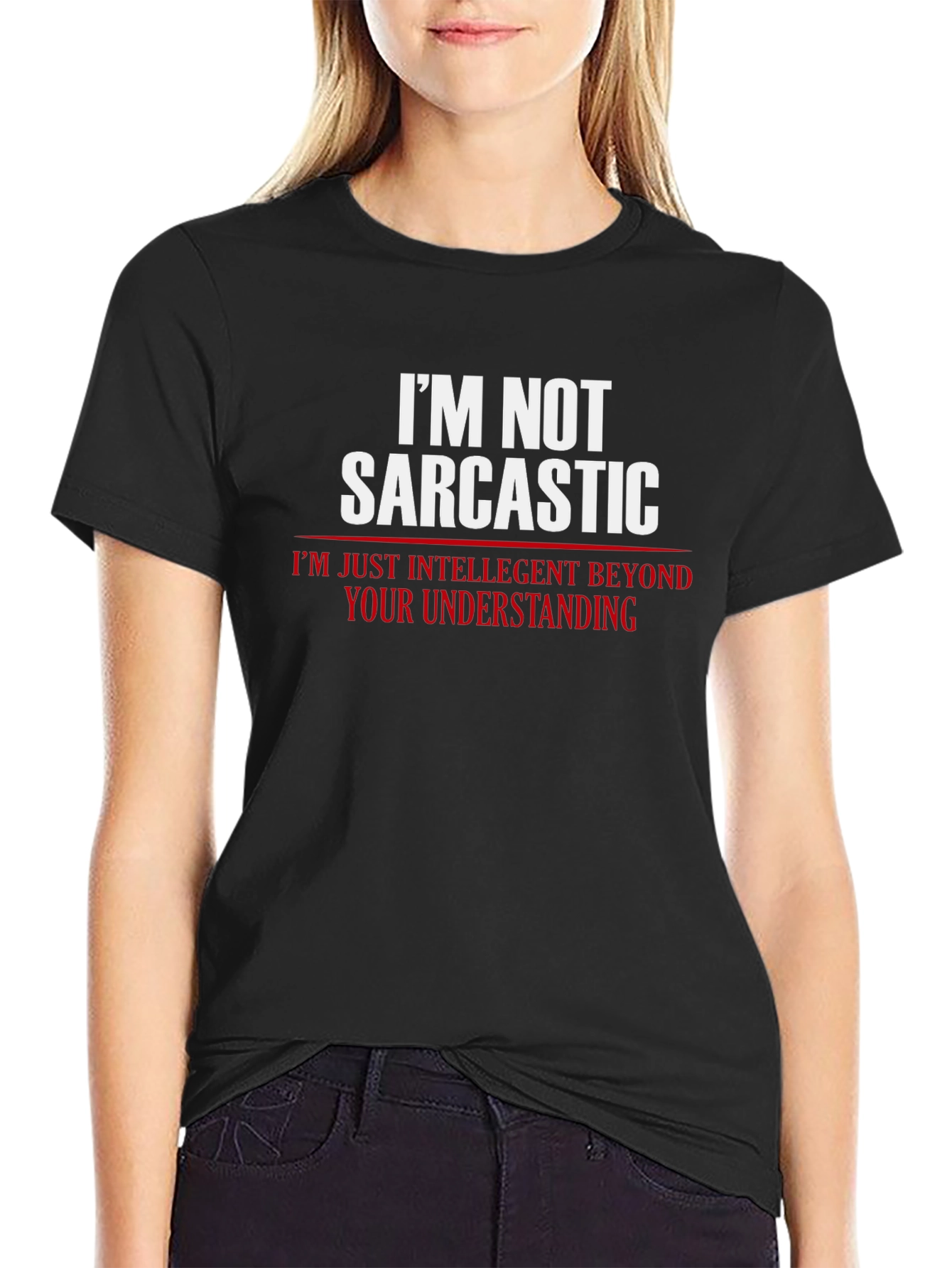 Sarcastic Humor Graphic T-Shirt - Black Cotton Blend