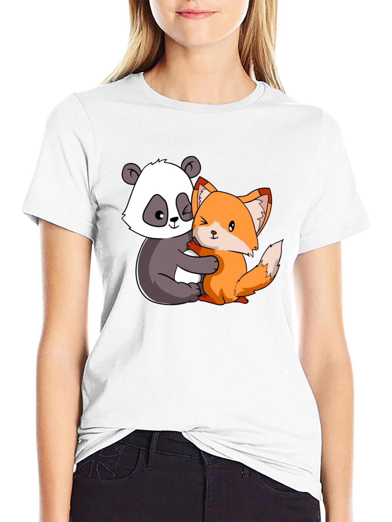 Panda and Fox Hug Graphic Tee