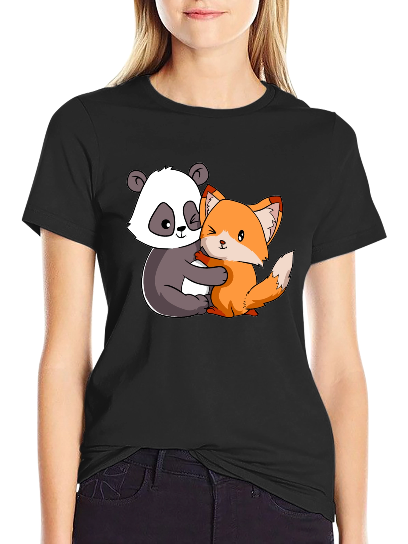 Panda and Fox Hug Graphic Tee
