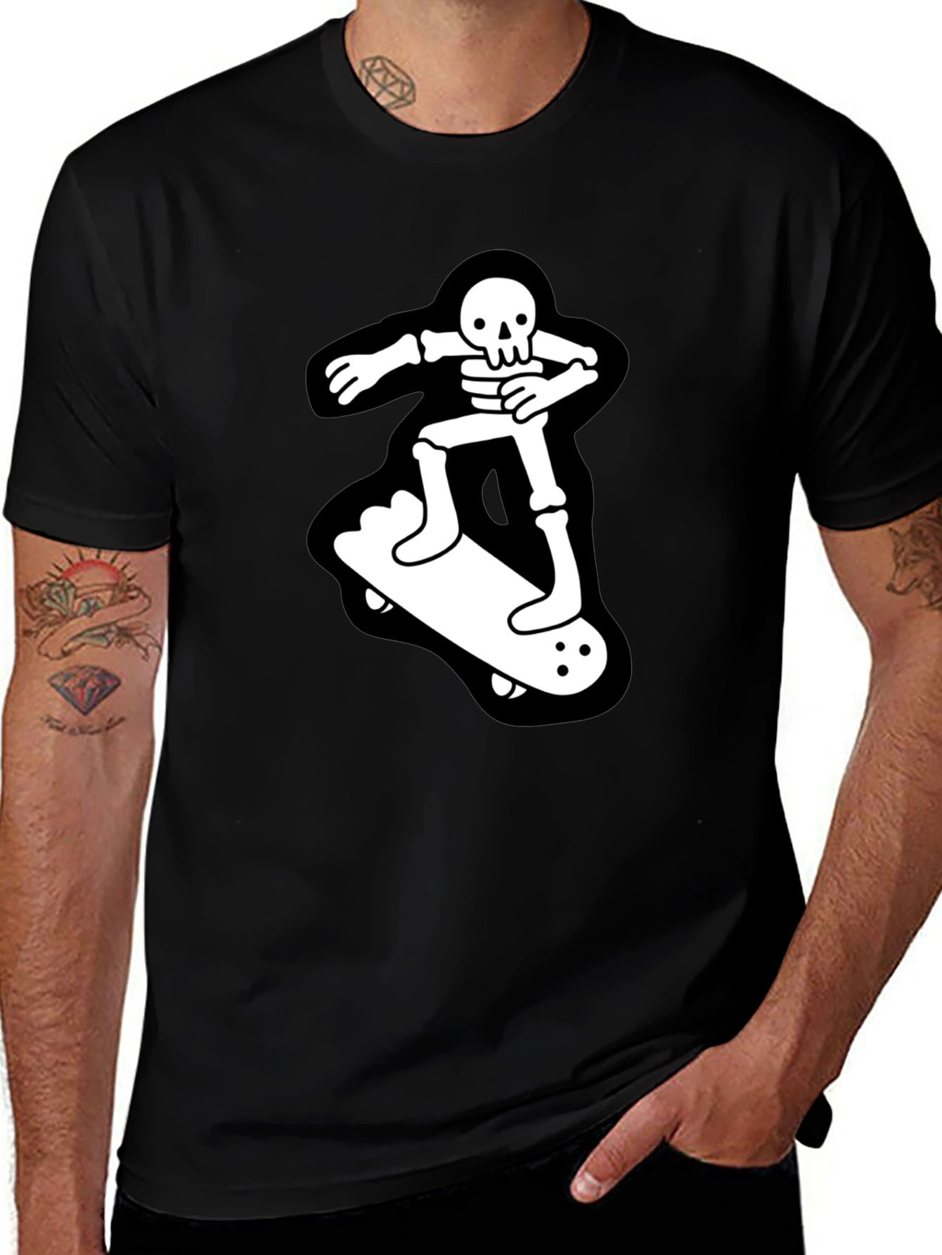 Skateboard Skeleton T-Shirt - Black