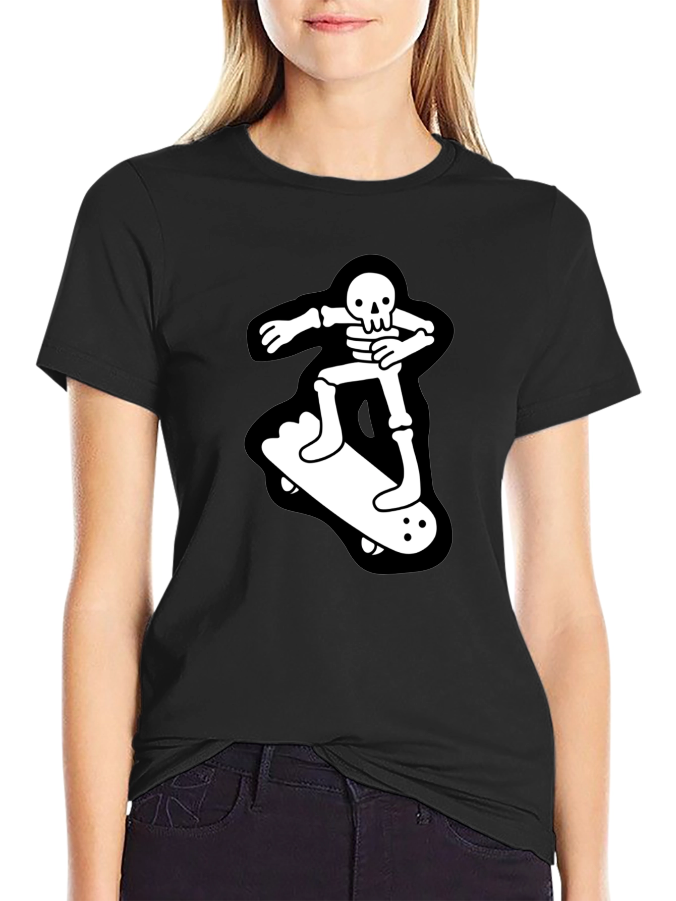 Skateboard Skeleton T-Shirt - Black