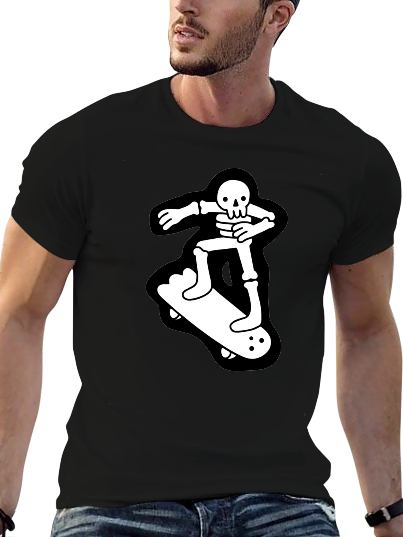 Skateboard Skeleton T-Shirt - Black