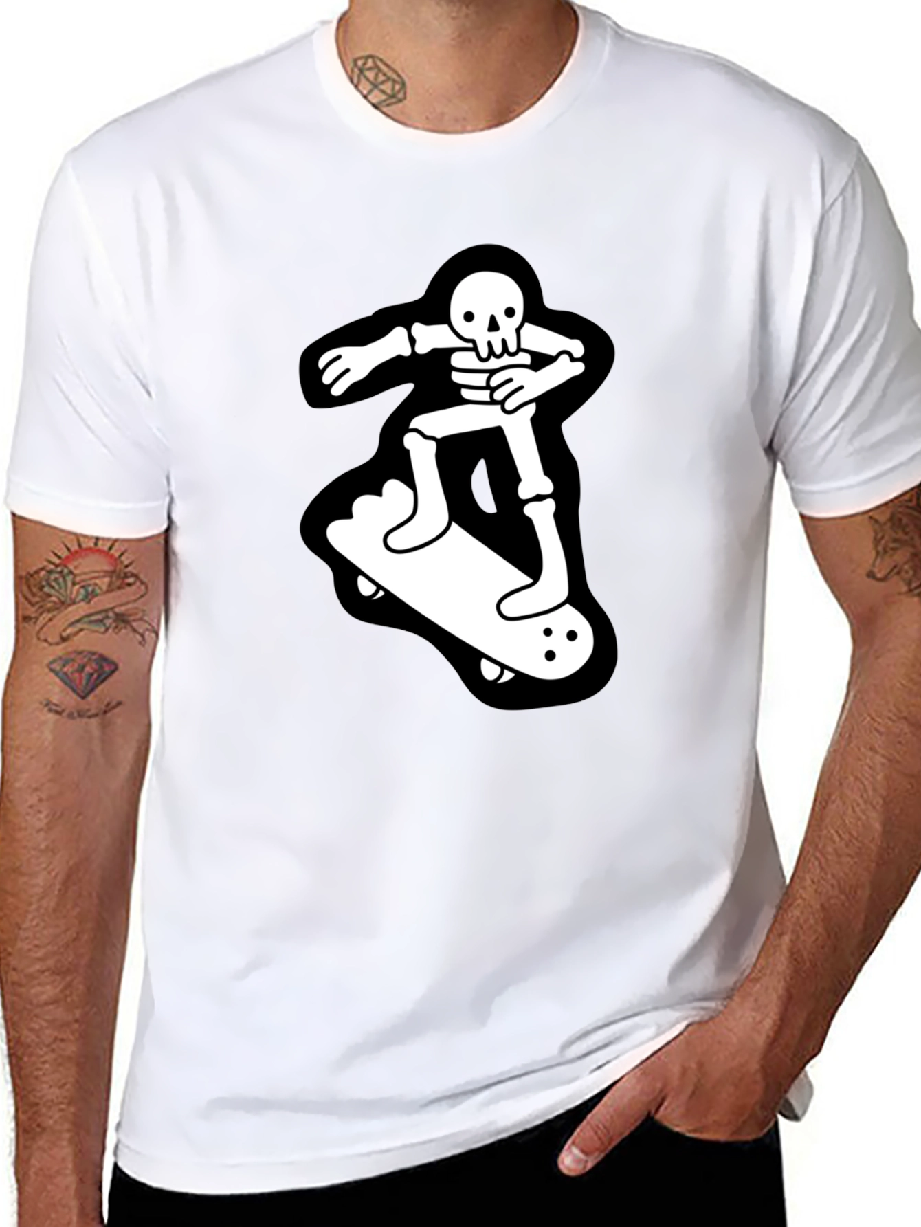 Skateboard Skeleton T-Shirt - Black