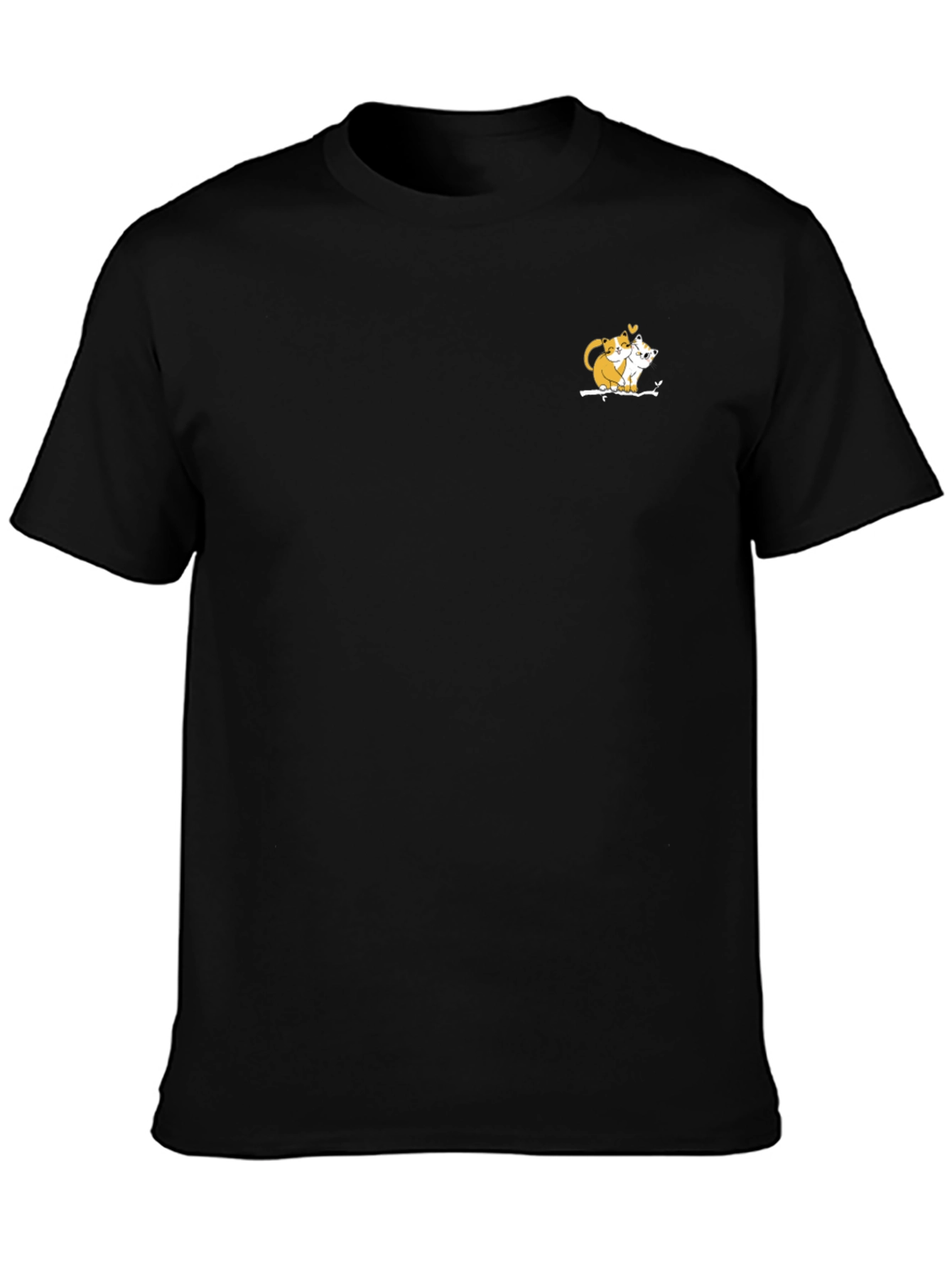 Cute Cats Embrace Black T-Shirt