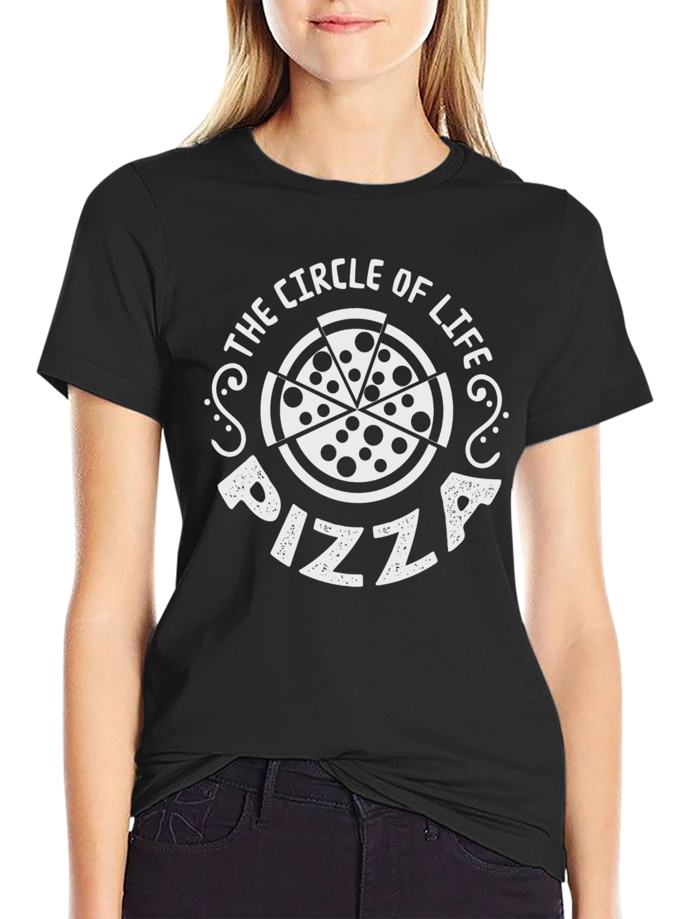 Pizza Circle of Life Graphic Tee - Black T-Shirt