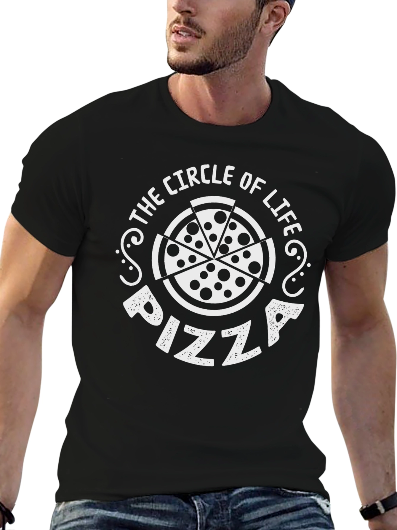 Pizza Circle of Life Graphic Tee - Black T-Shirt
