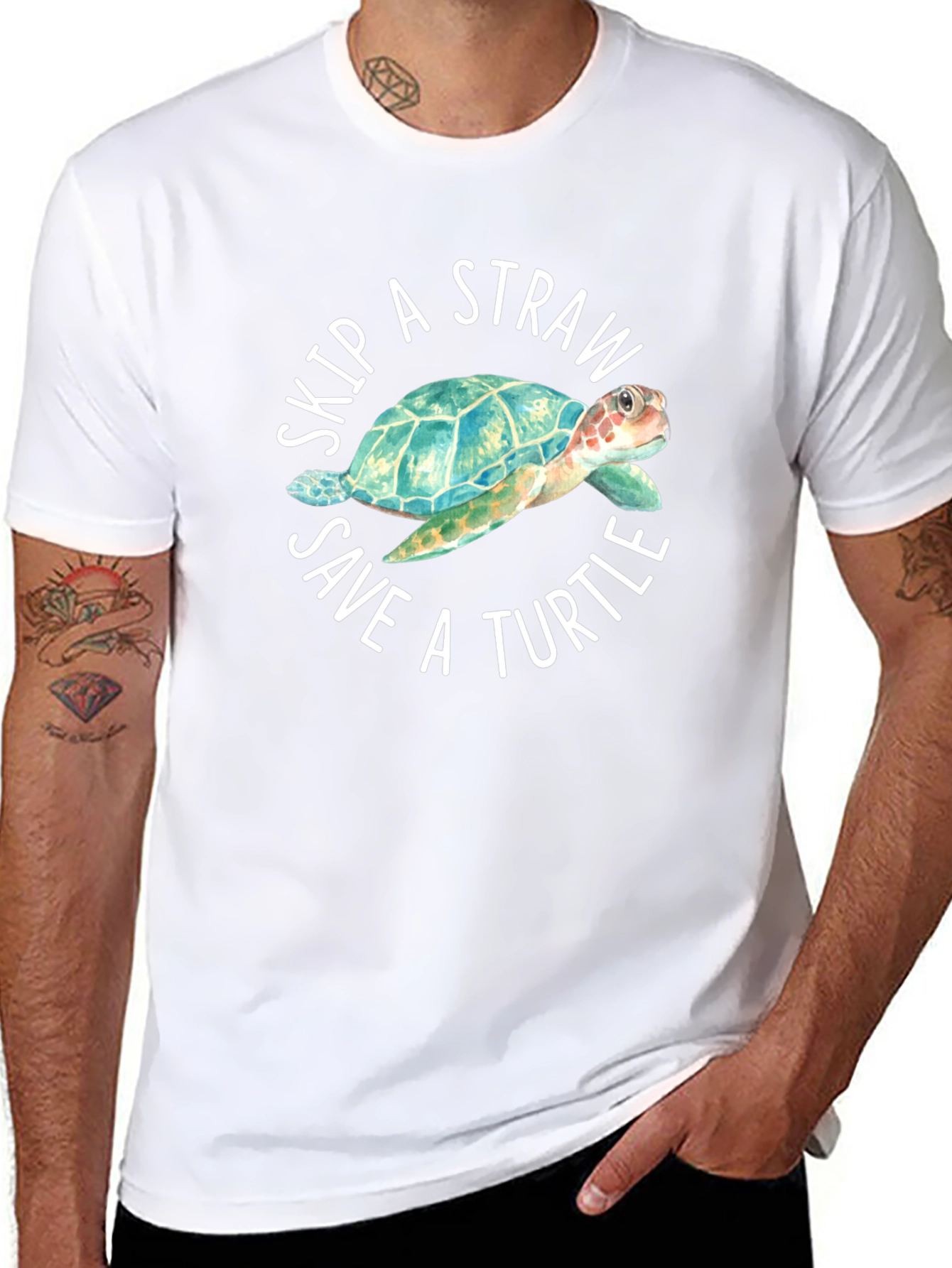 Skip a Straw Save a Turtle Graphic T-Shirt