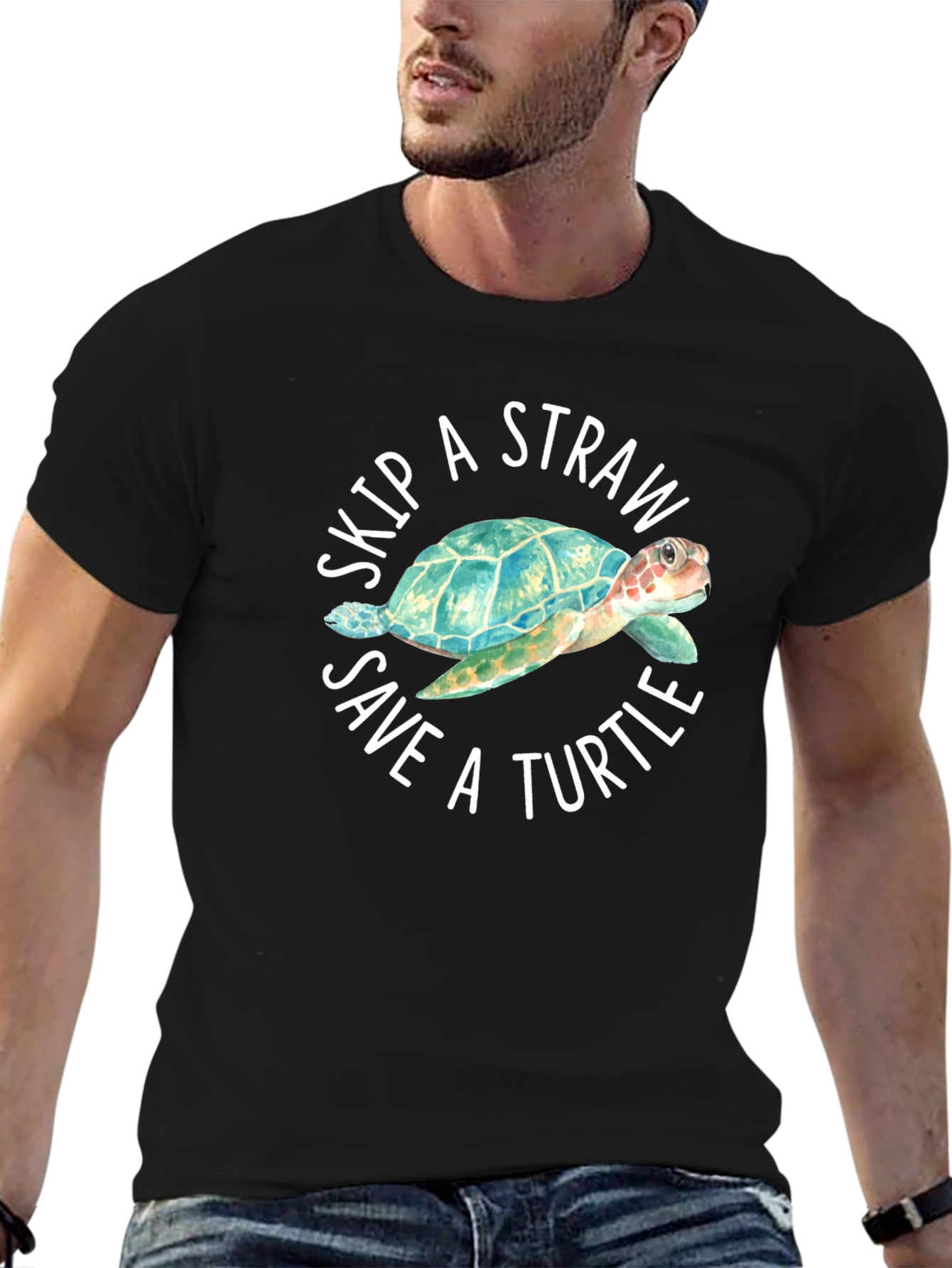 Skip a Straw Save a Turtle Graphic T-Shirt