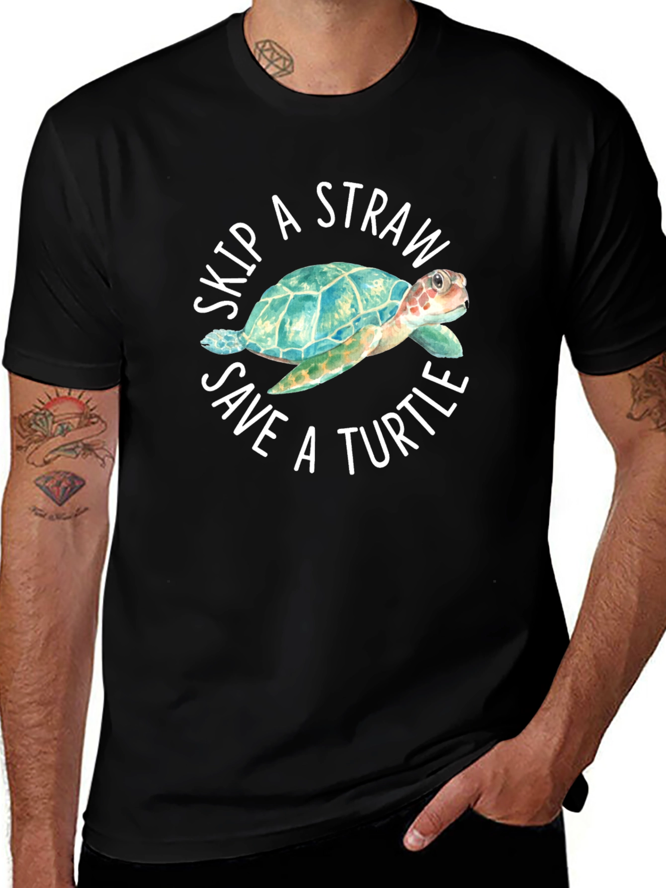 Skip a Straw Save a Turtle Graphic T-Shirt