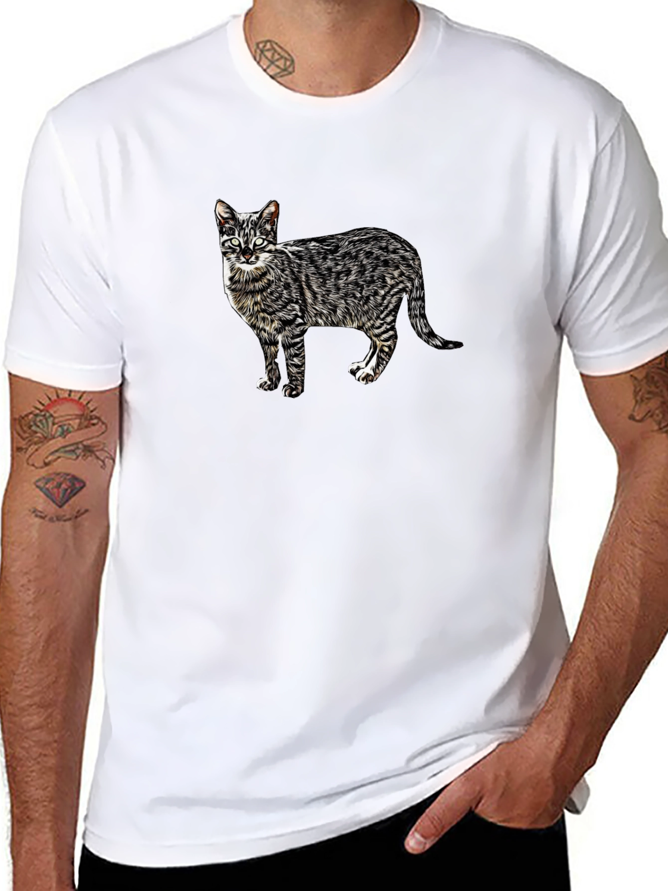 Cool Cat Graphic Tee - Black Cotton T-Shirt