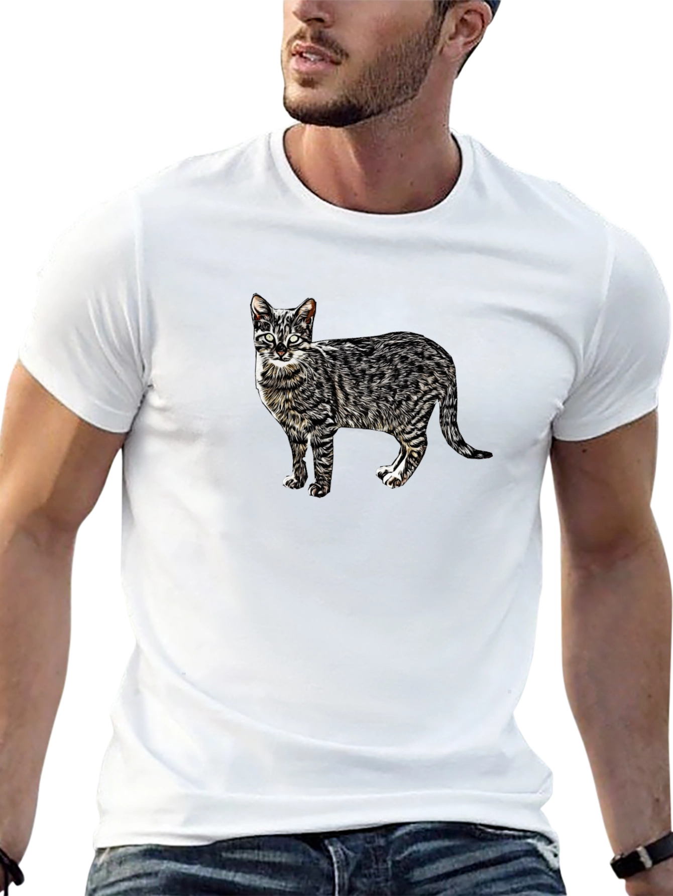 Cool Cat Graphic Tee - Black Cotton T-Shirt