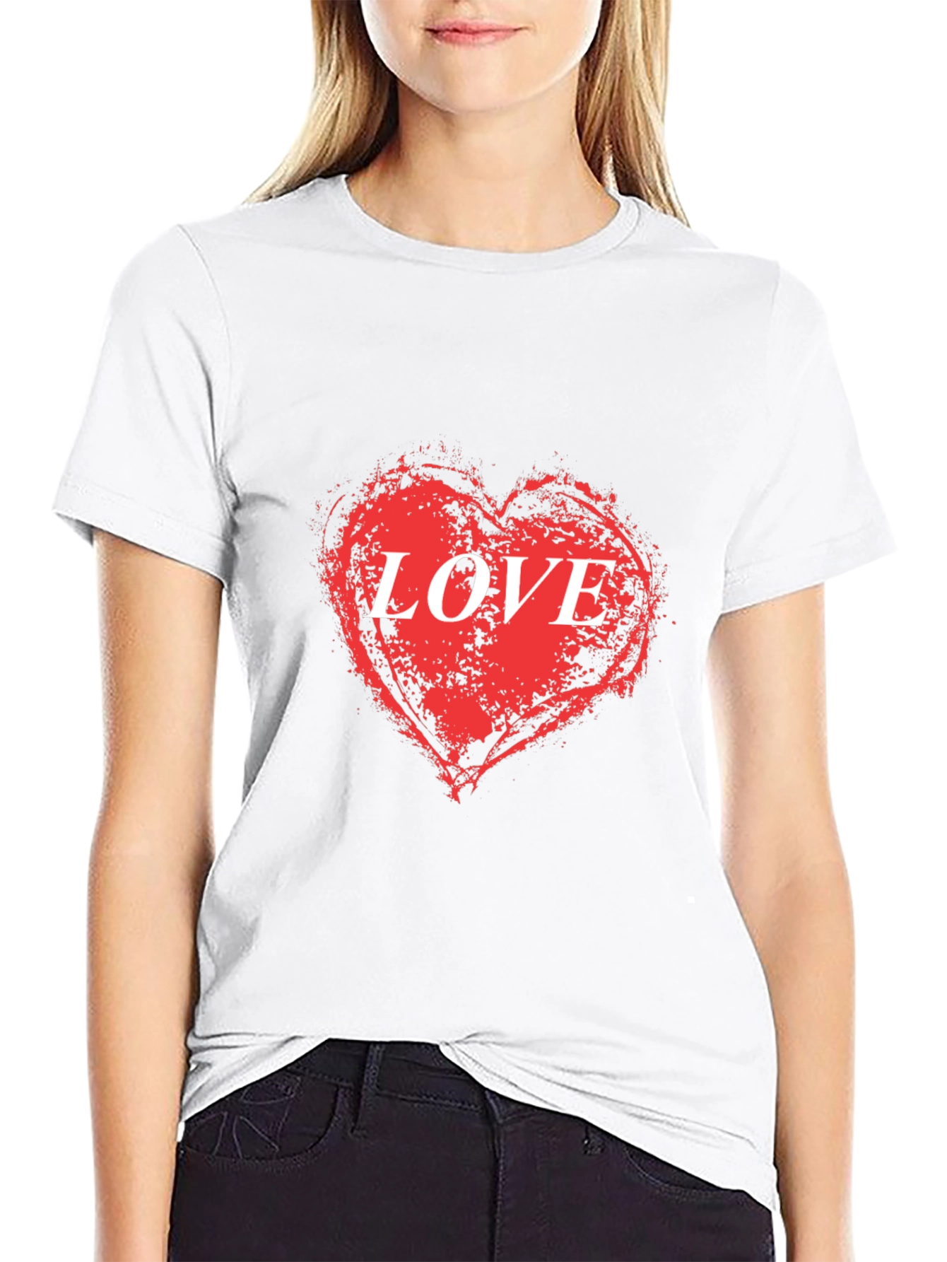 Love Heart Graphic Black T-Shirt