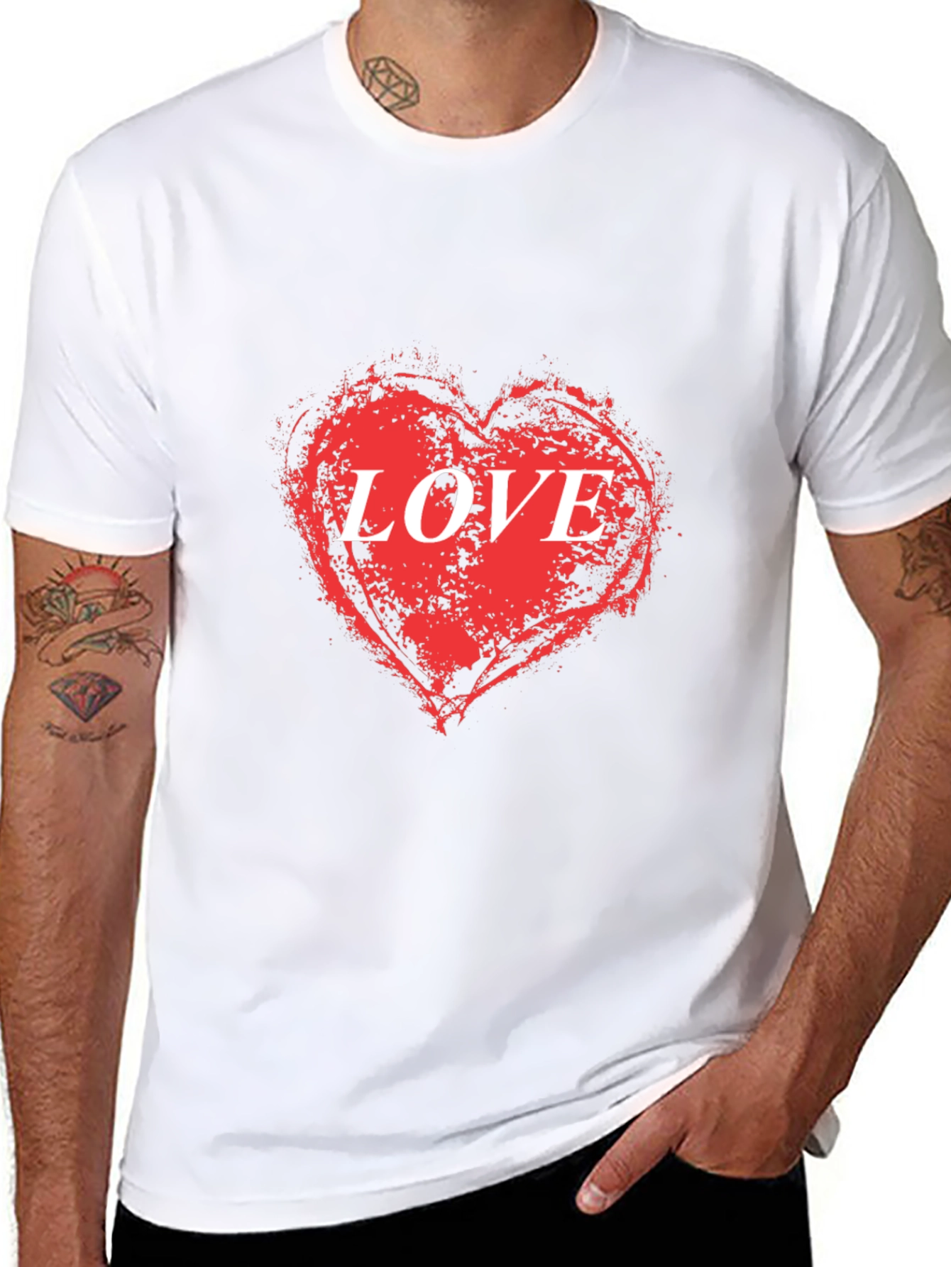 Love Heart Graphic Black T-Shirt