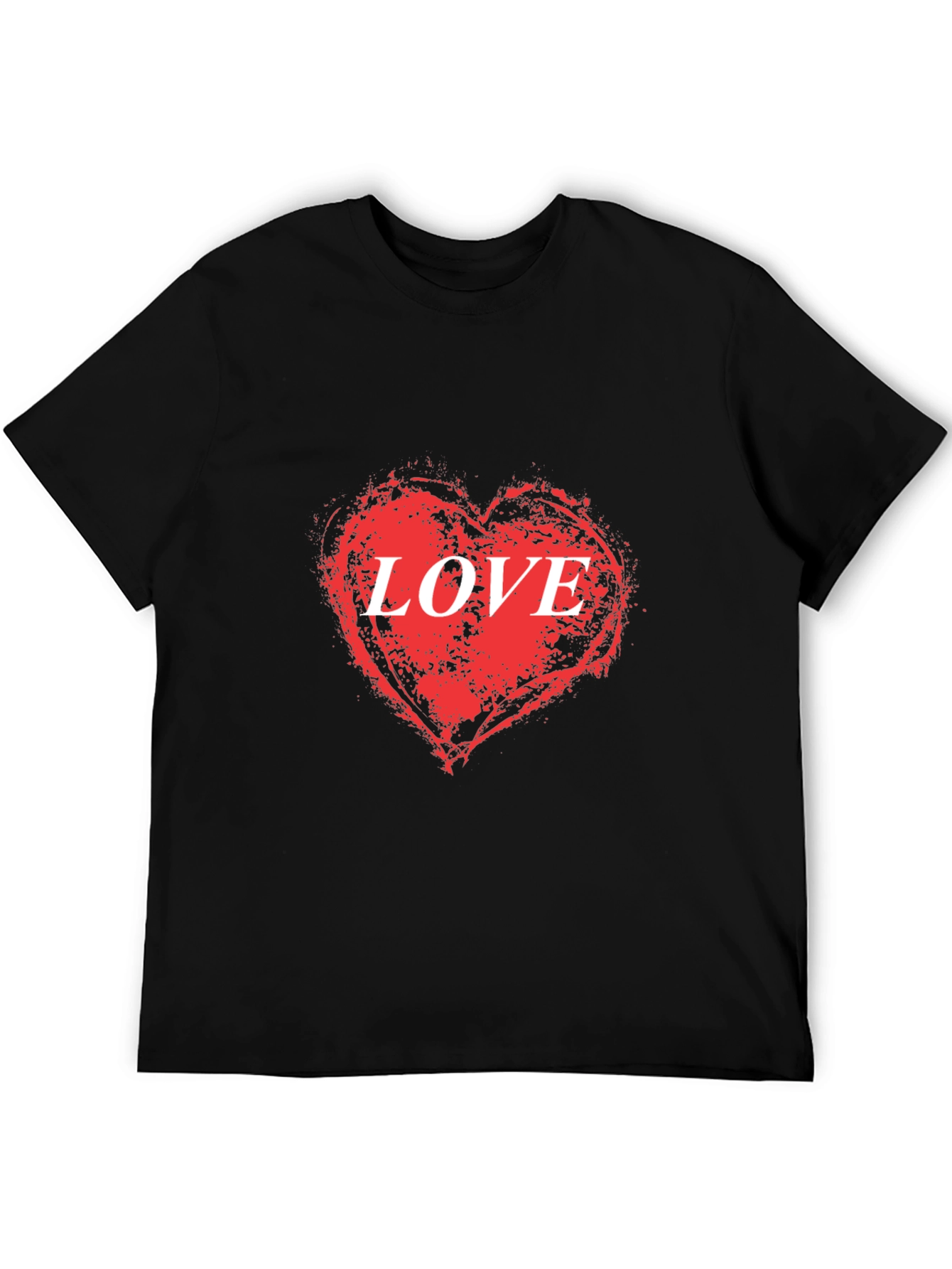 Love Heart Graphic Black T-Shirt