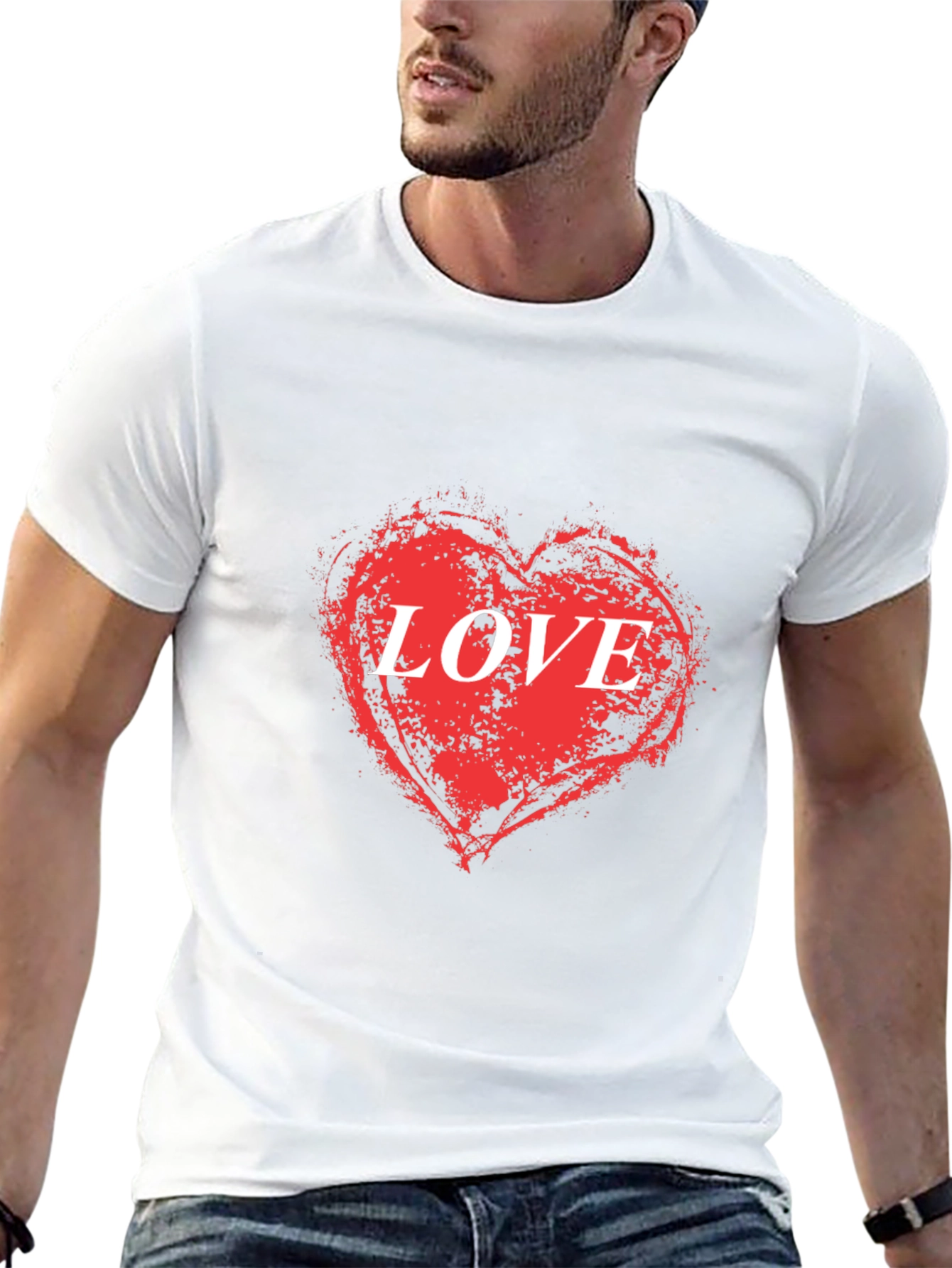Love Heart Graphic Black T-Shirt