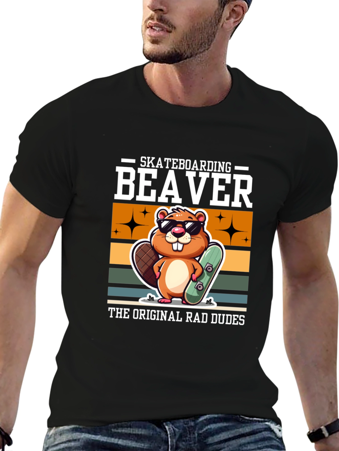 Skateboarding Beaver T-Shirt - Original Rad Dudes Tee