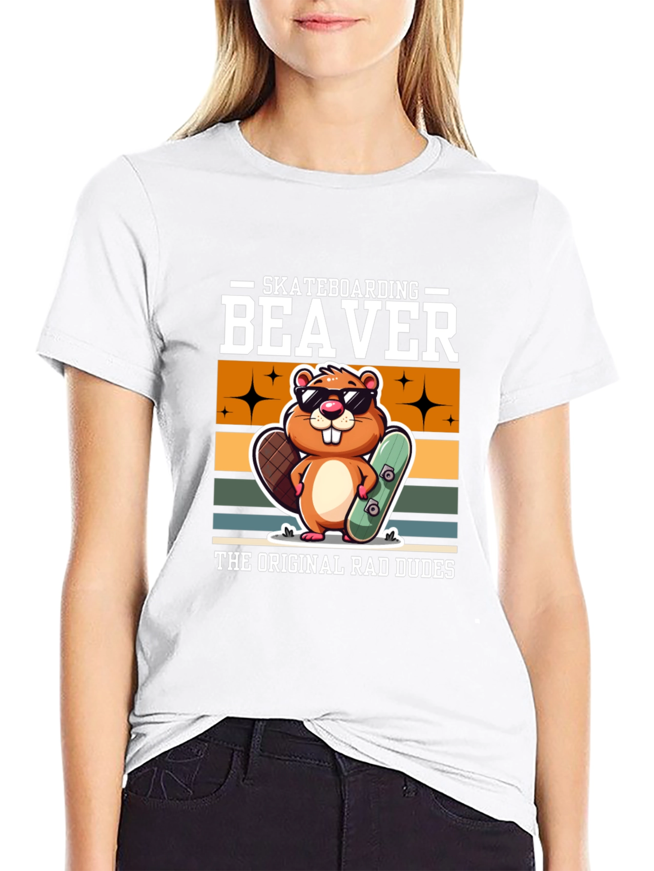 Skateboarding Beaver T-Shirt - Original Rad Dudes Tee