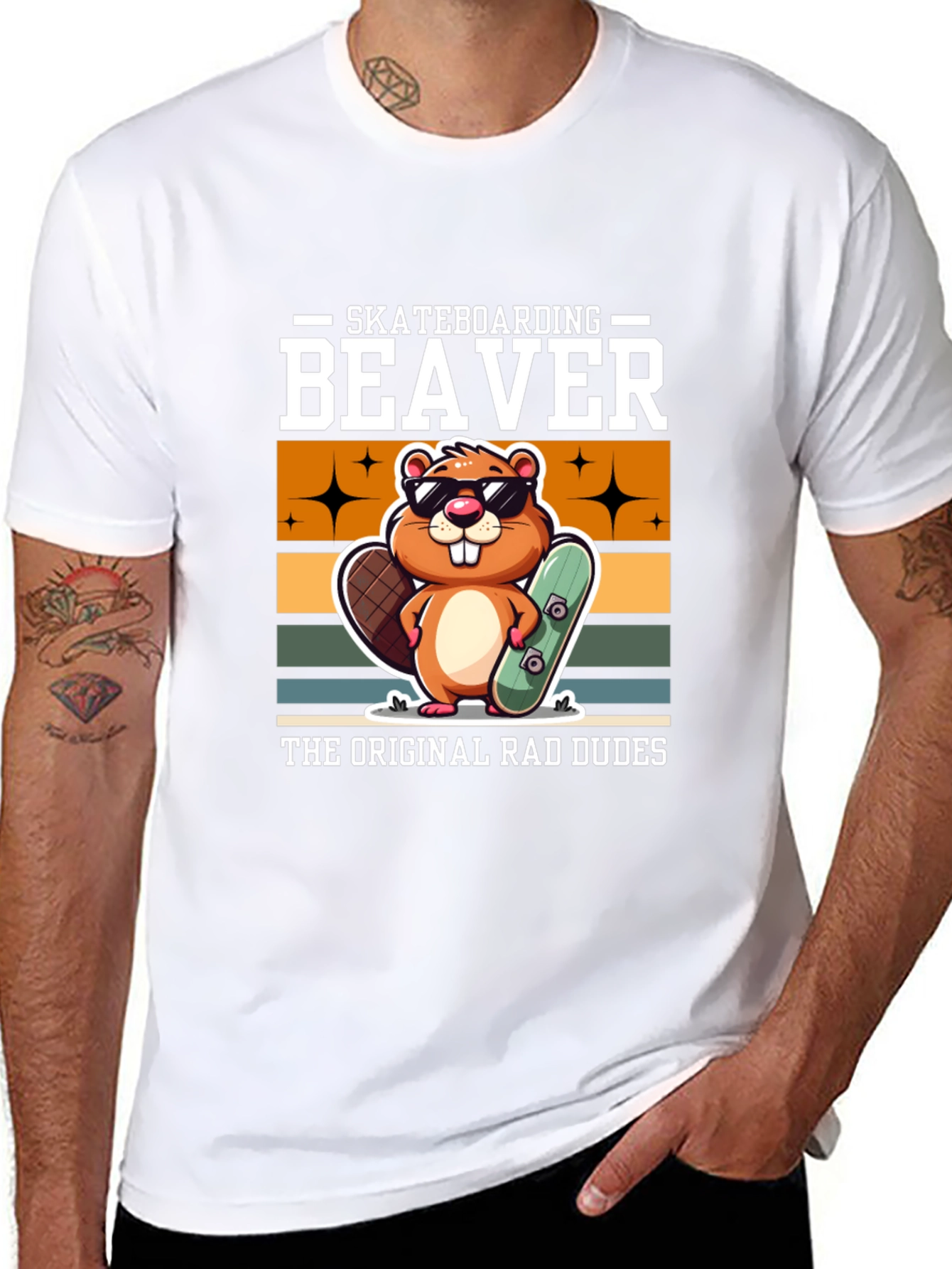 Skateboarding Beaver T-Shirt - Original Rad Dudes Tee