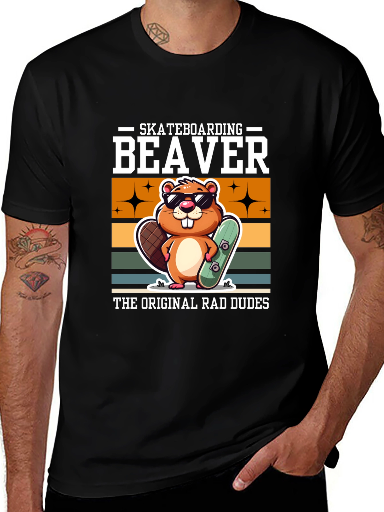 Skateboarding Beaver T-Shirt - Original Rad Dudes Tee