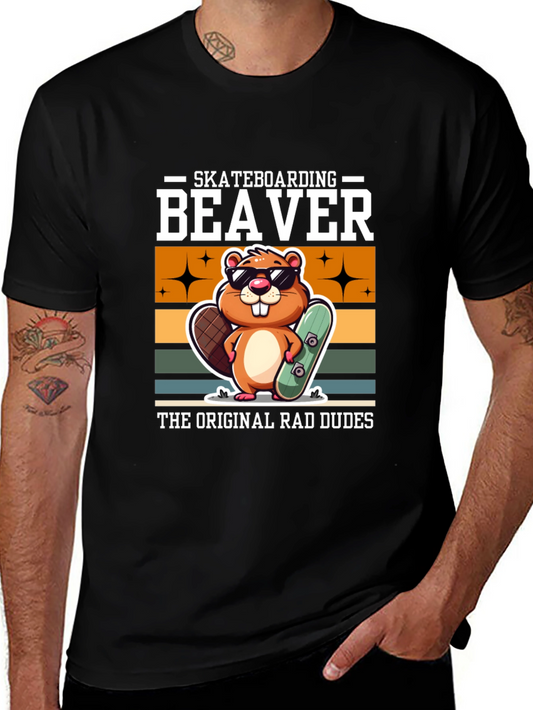 Skateboarding Beaver T-Shirt - Original Rad Dudes Tee