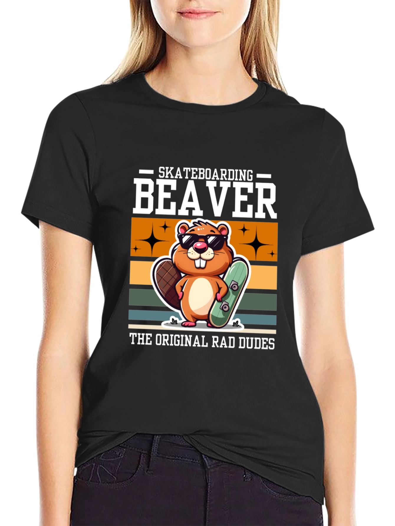 Skateboarding Beaver T-Shirt - Original Rad Dudes Tee