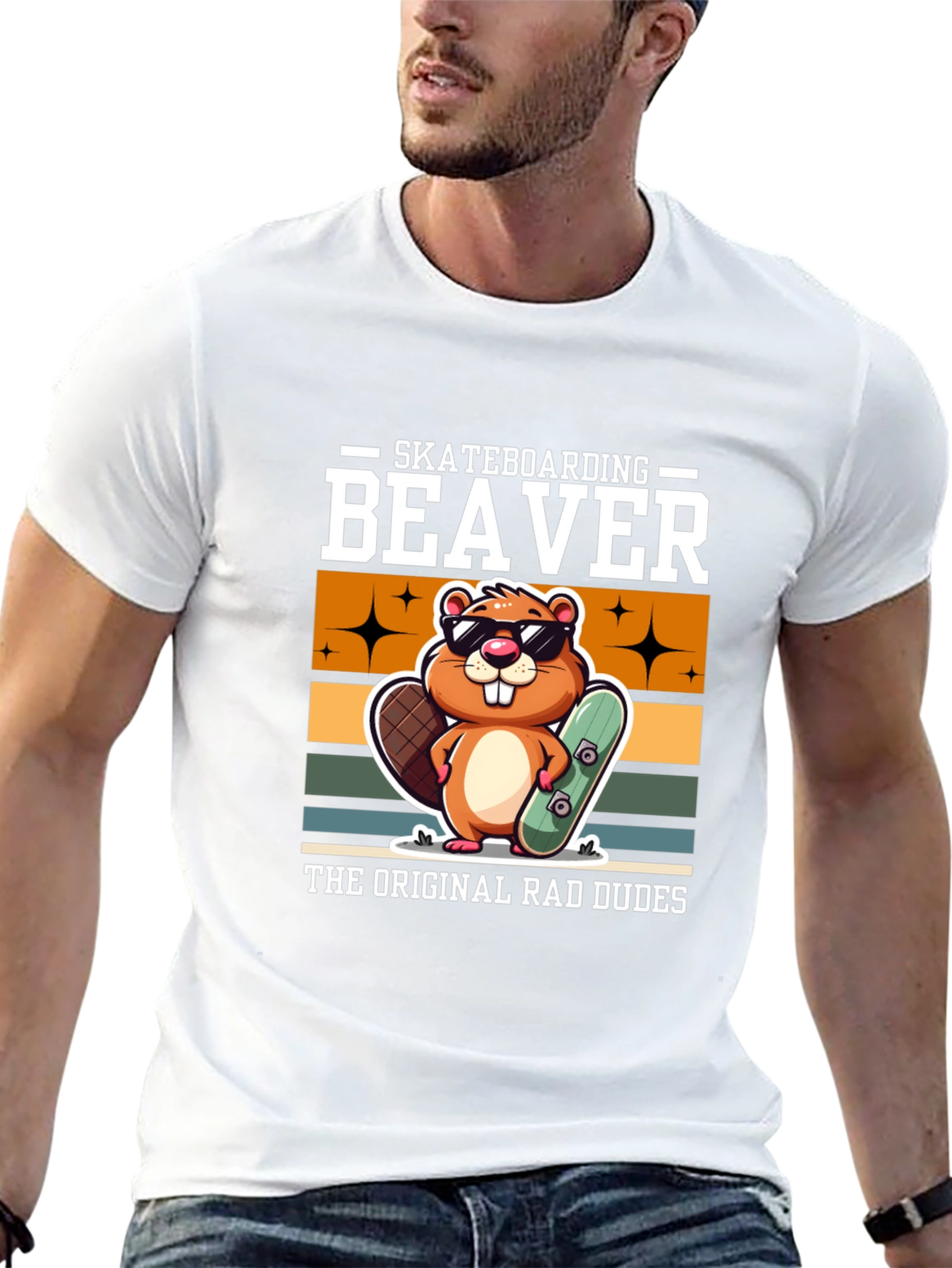 Skateboarding Beaver T-Shirt - Original Rad Dudes Tee