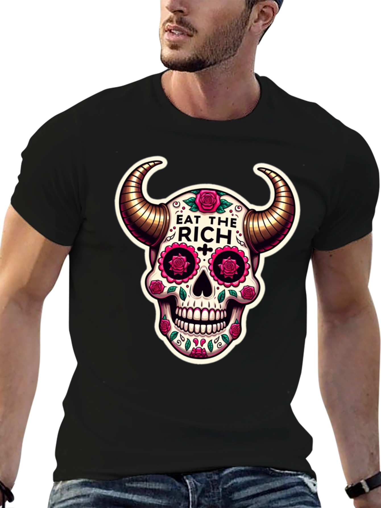 Eat The Rich Skull Graphic T-Shirt