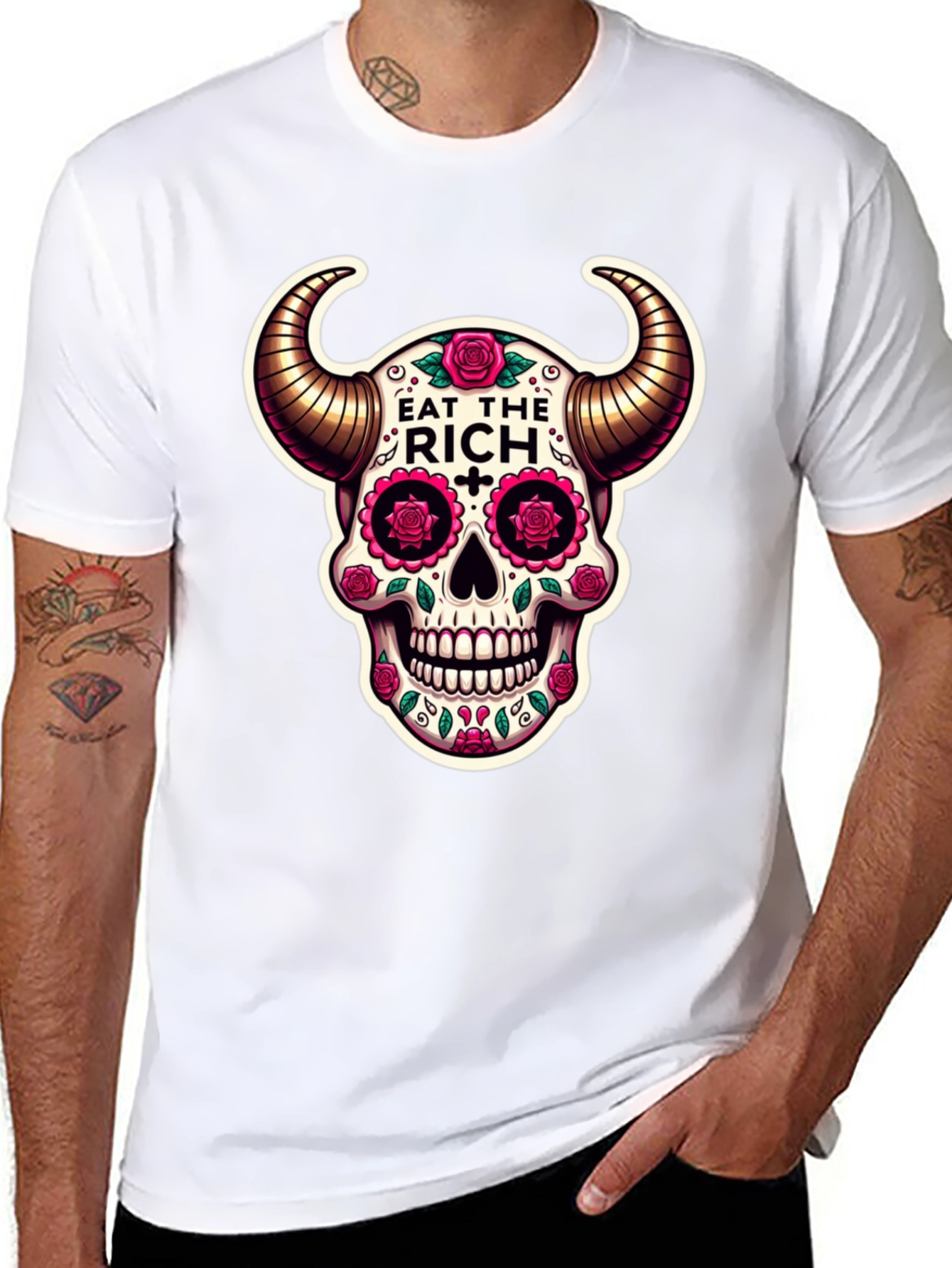 Eat The Rich Skull Graphic T-Shirt