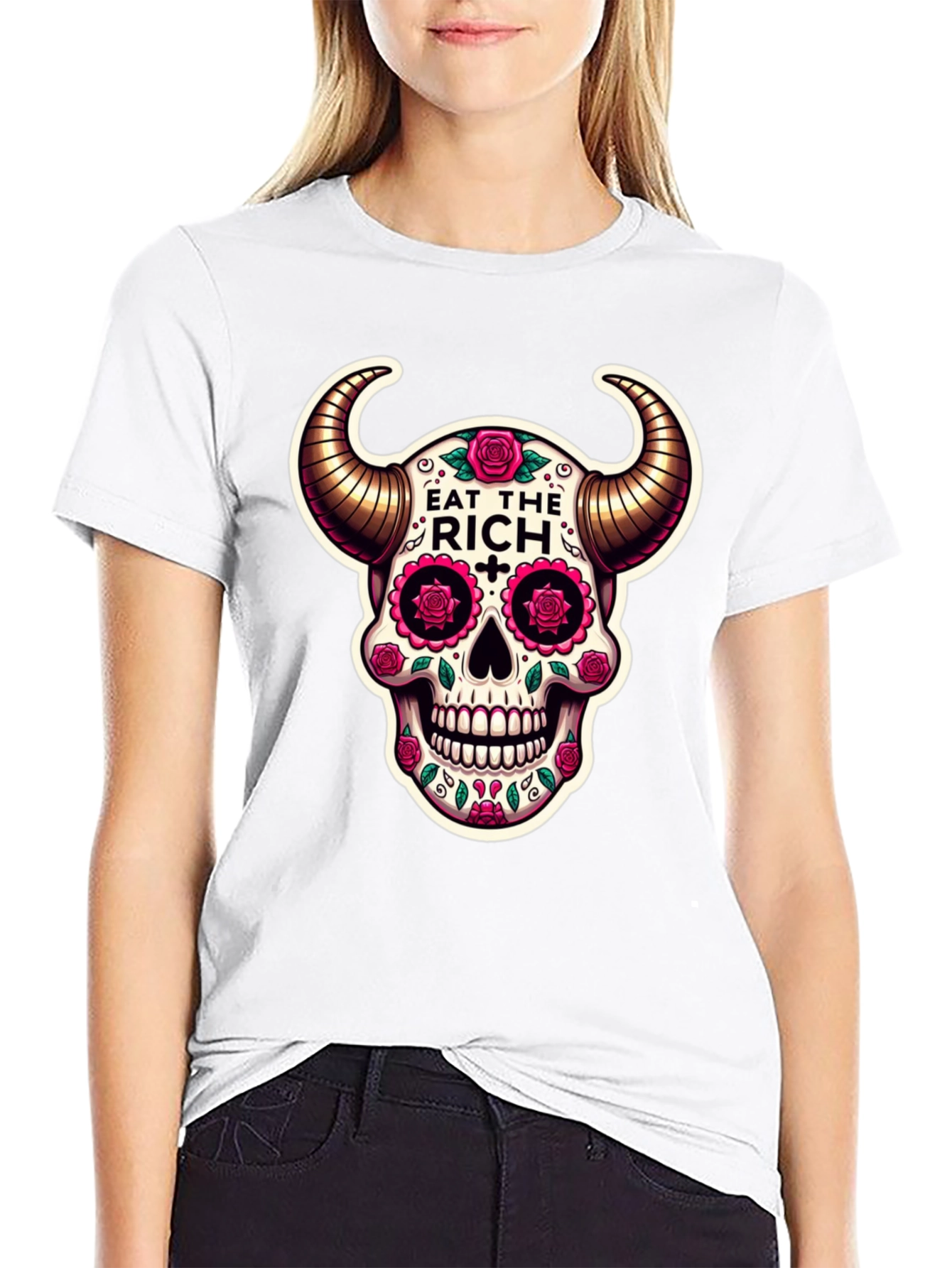 Eat The Rich Skull Graphic T-Shirt