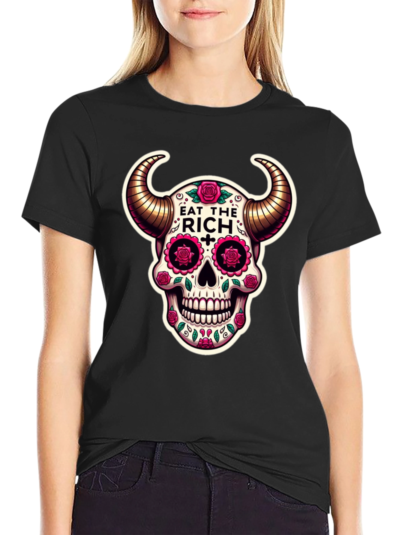 Eat The Rich Skull Graphic T-Shirt
