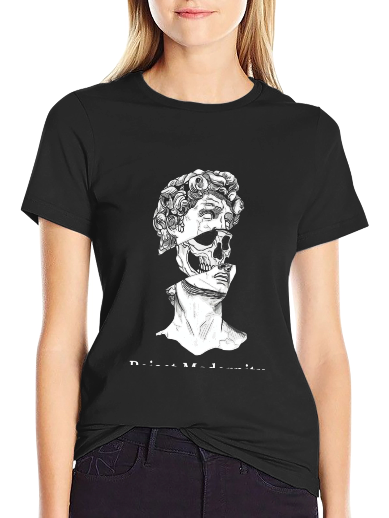 Modern David Skull Graphic Tee - Black