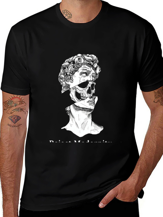 Modern David Skull Graphic Tee - Black