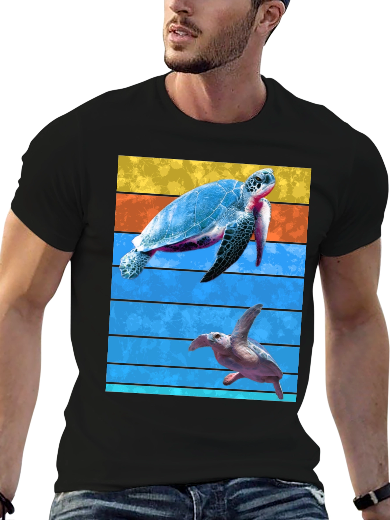 Turtle Graphic Tee - Ocean Lovers Black T-Shirt
