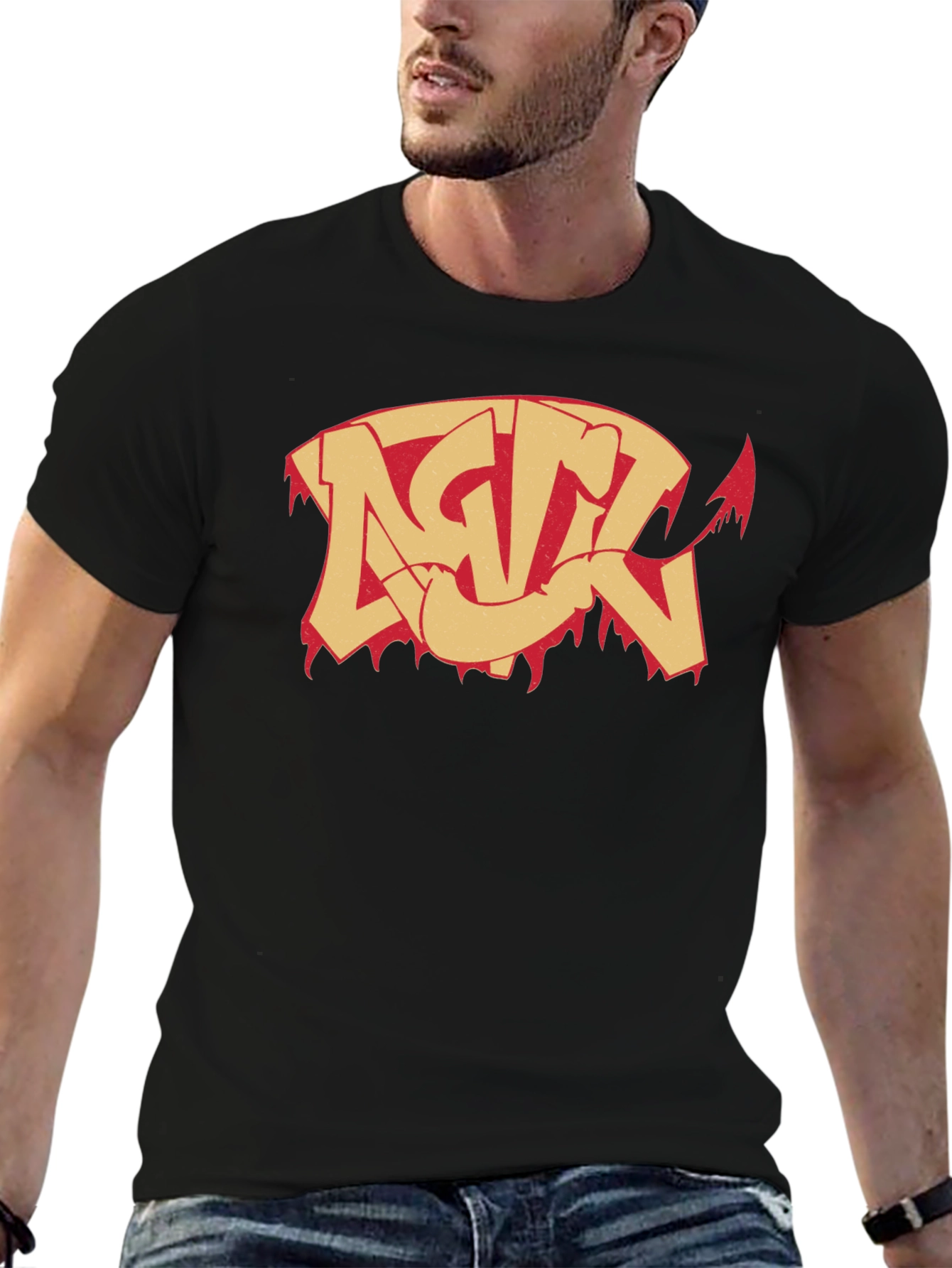 Edgy Graphic Print Black T-Shirt