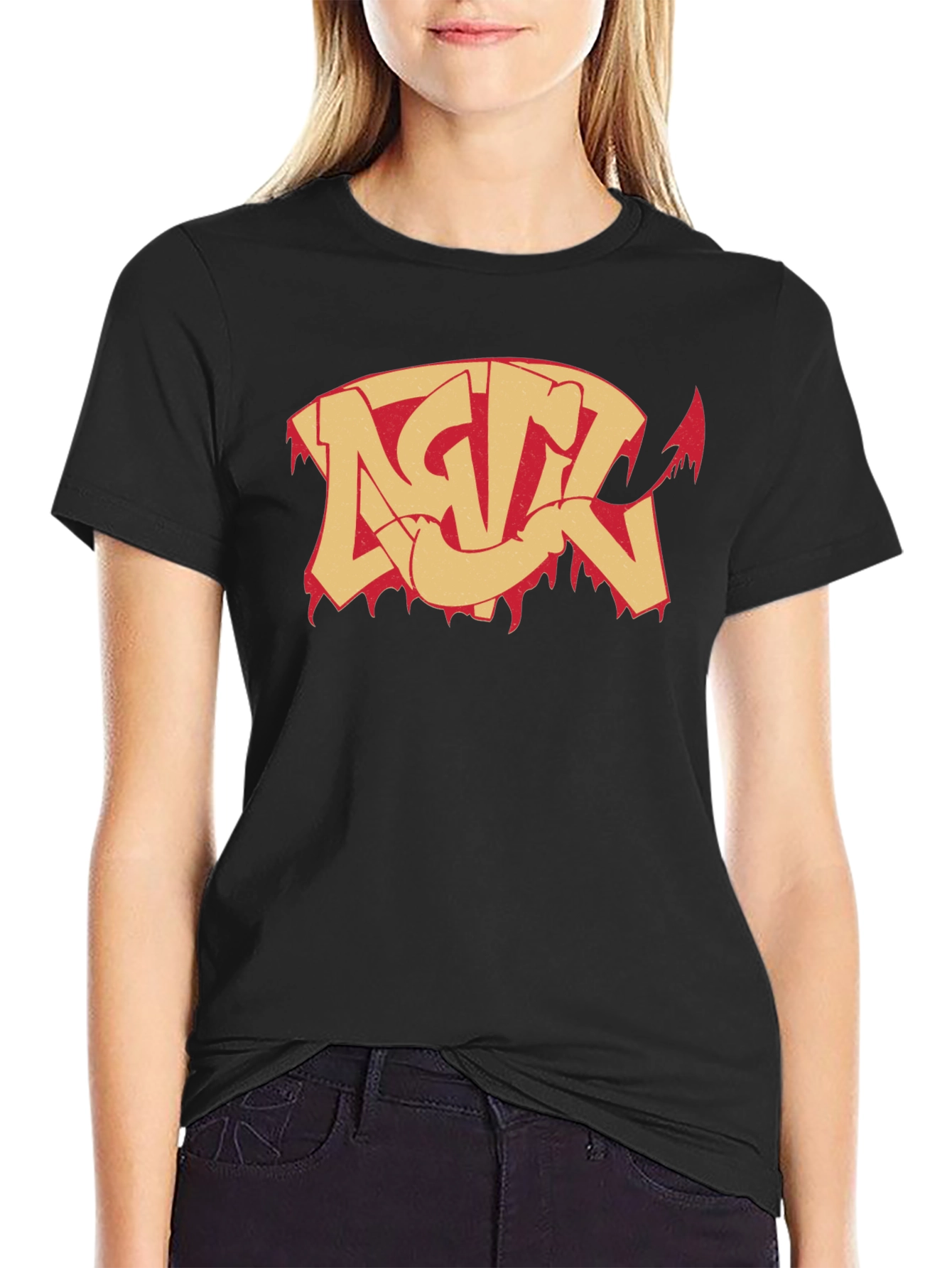 Edgy Graphic Print Black T-Shirt