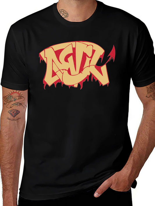 Edgy Graphic Print Black T-Shirt