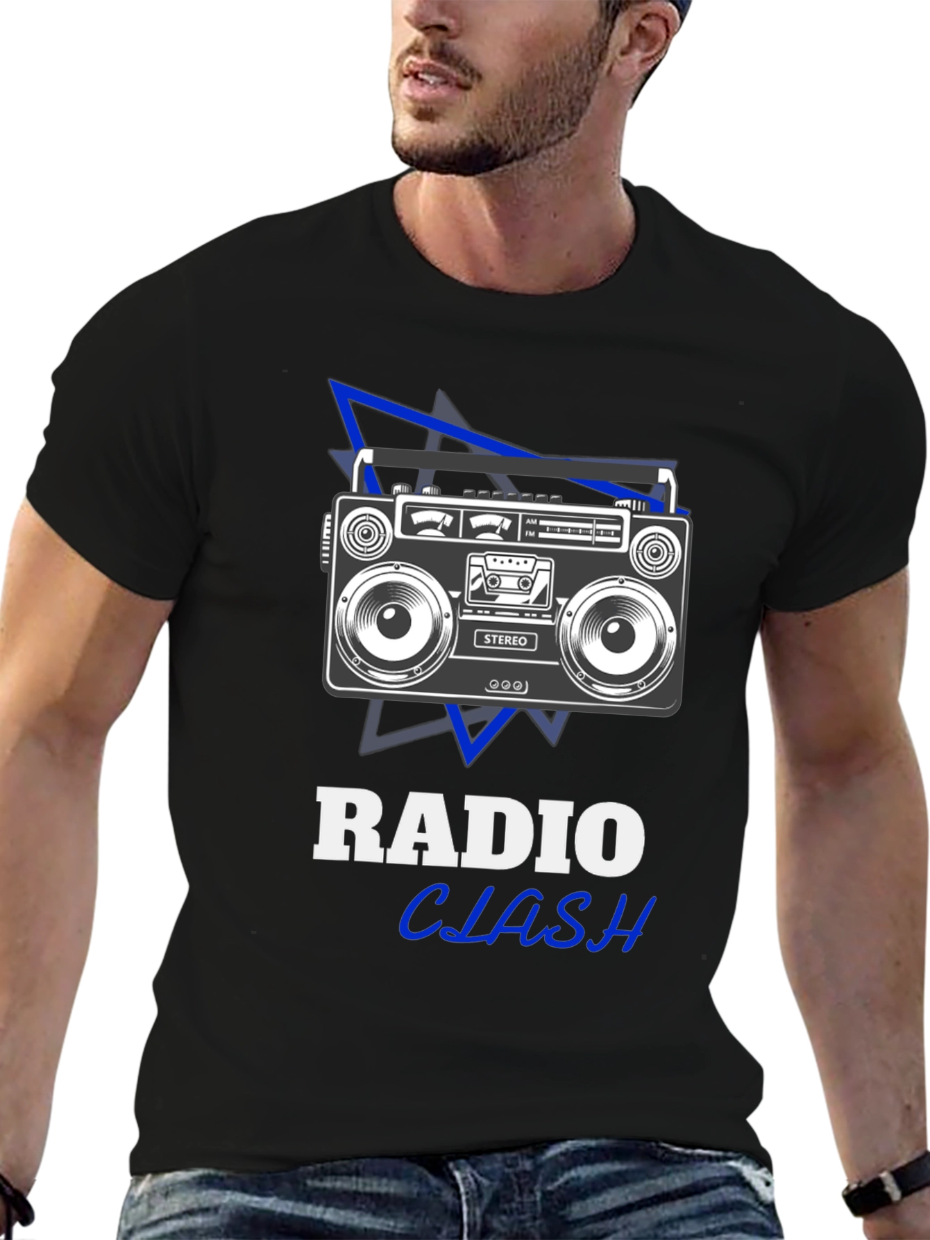 Radio Clash Graphic Tee - Retro Boombox Design