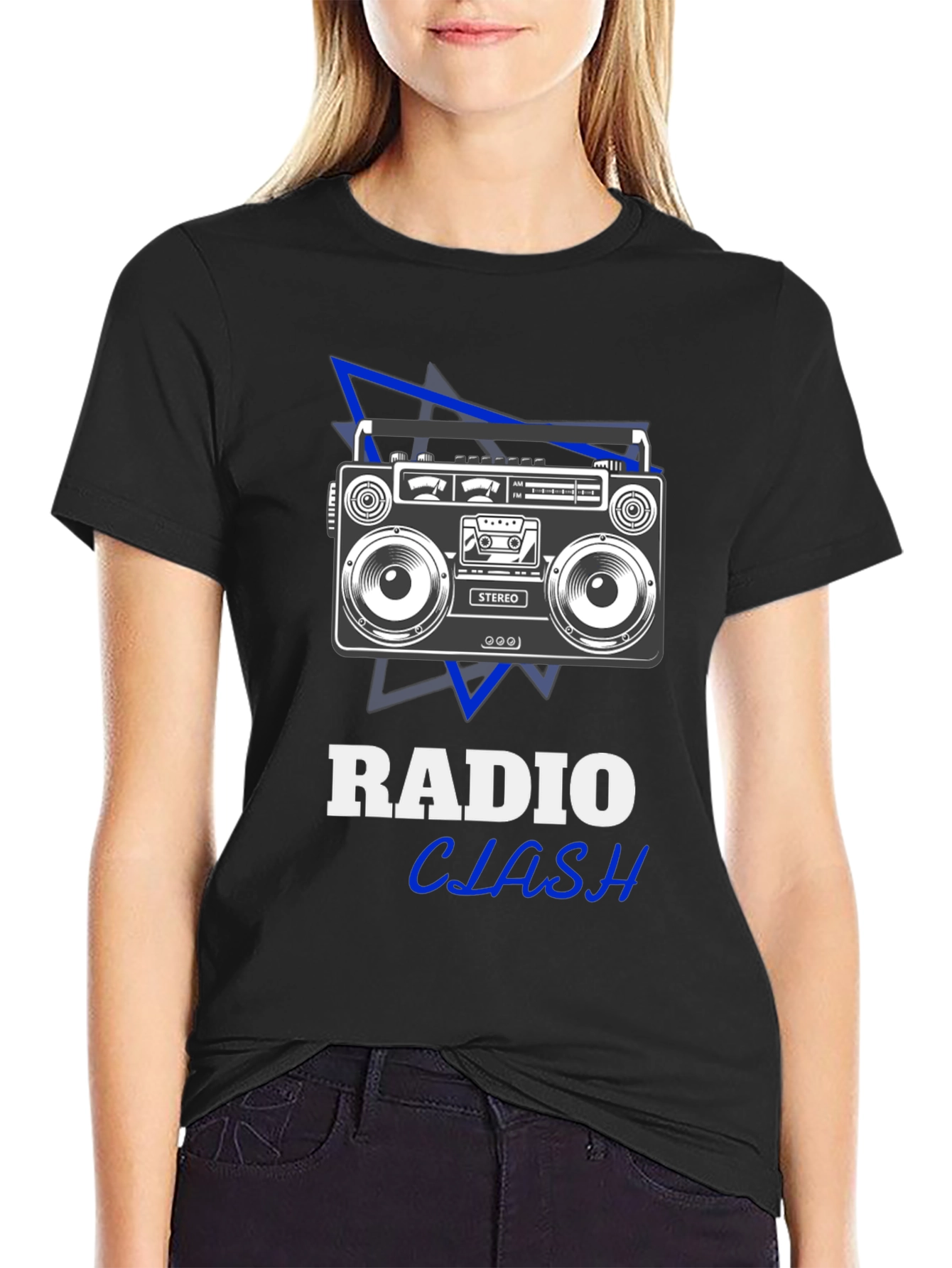 Radio Clash Graphic Tee - Retro Boombox Design