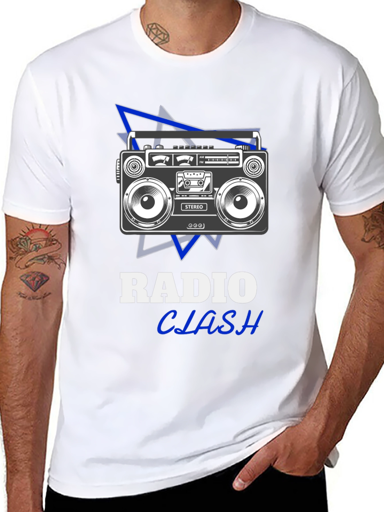 Radio Clash Graphic Tee - Retro Boombox Design