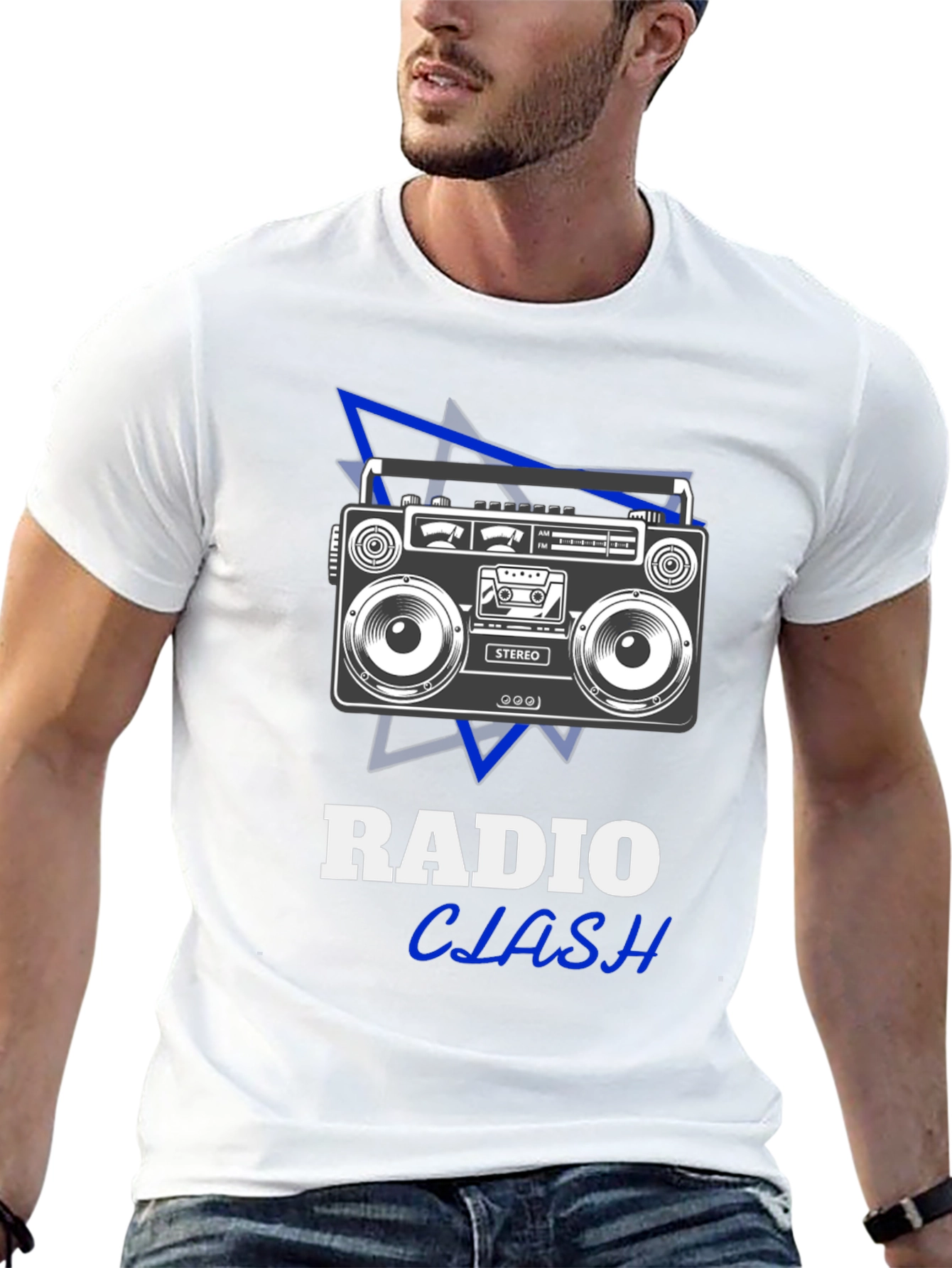 Radio Clash Graphic Tee - Retro Boombox Design
