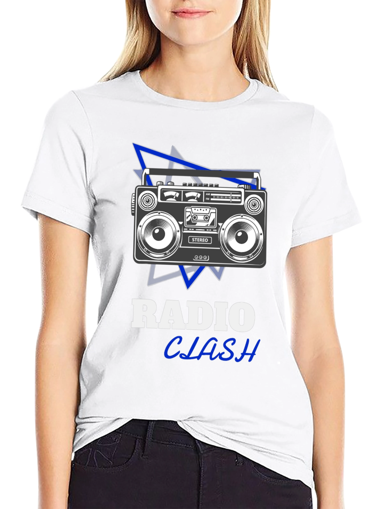 Radio Clash Graphic Tee - Retro Boombox Design