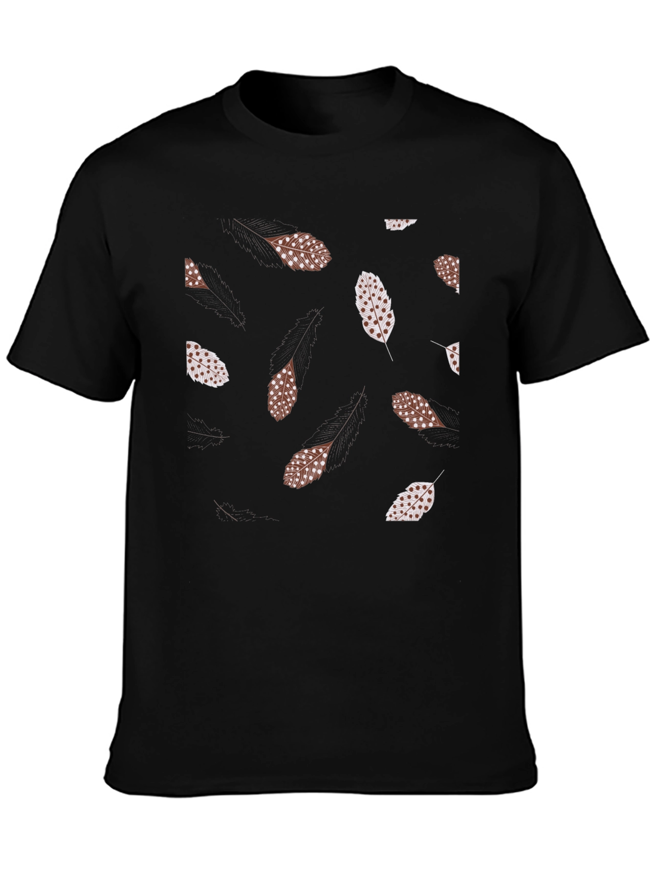 Feather Print Black T-Shirt