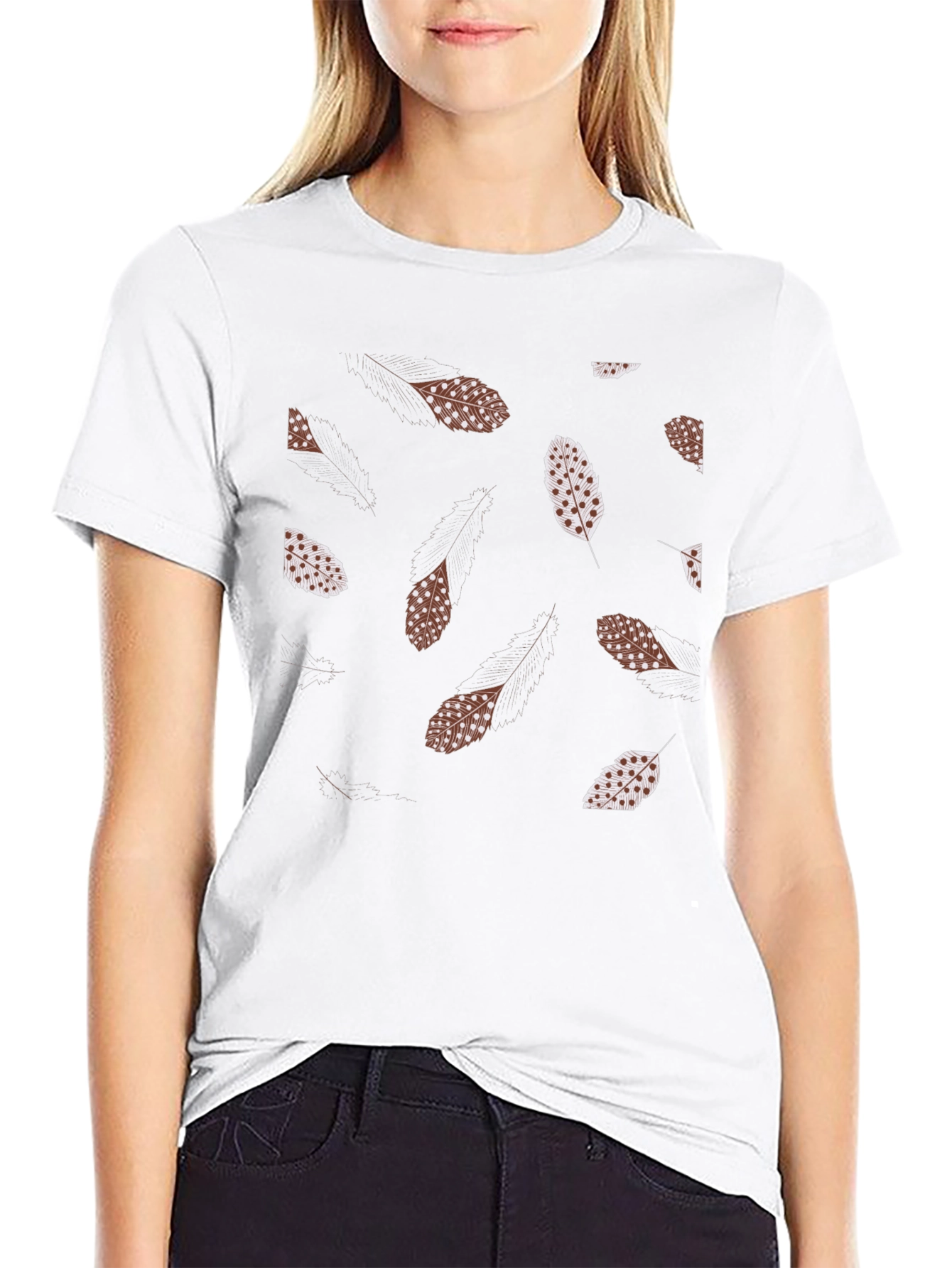 Feather Print Black T-Shirt